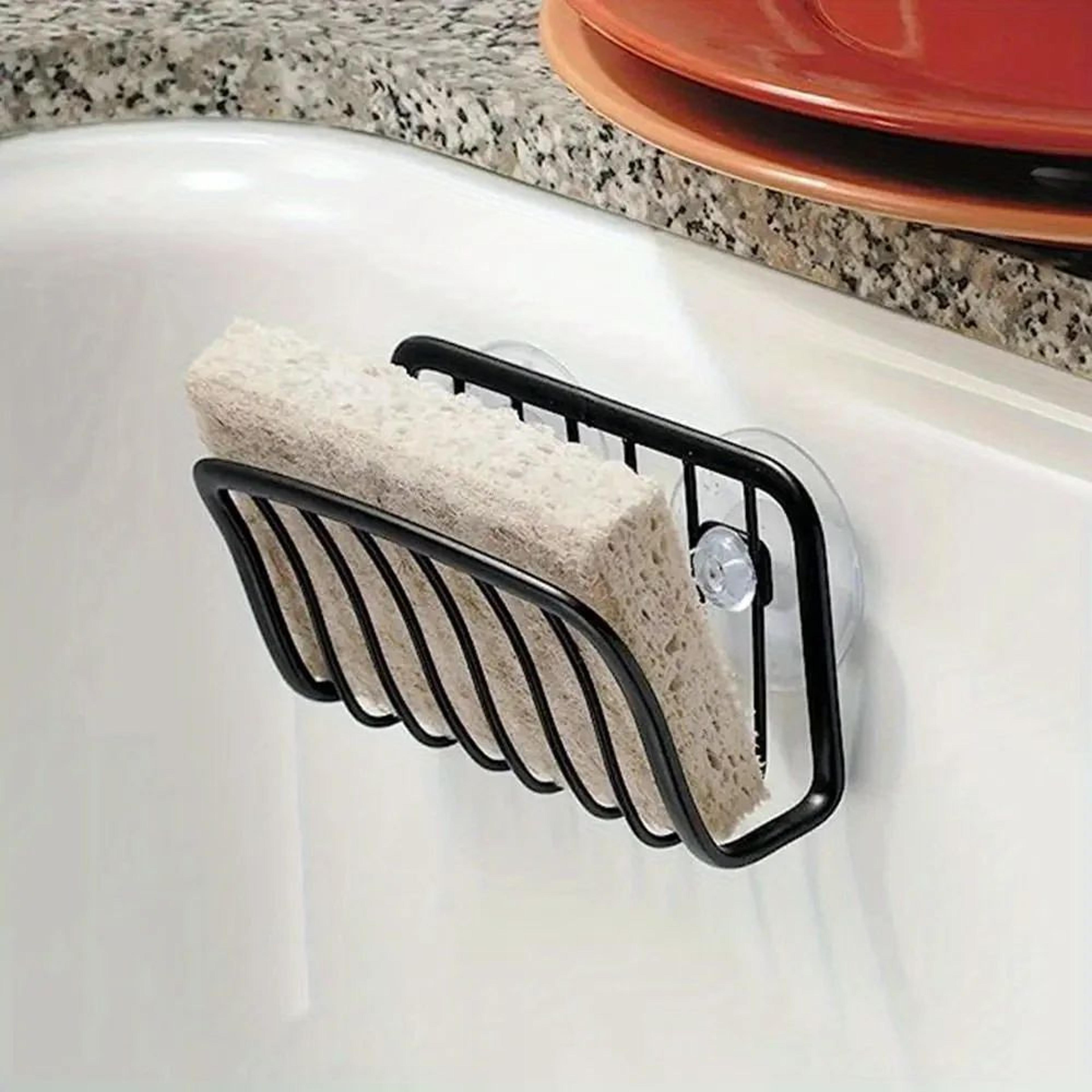 Stainless Steel Sponge Holder With Suction Cup  Kitchen Sink Caddy Organizer For Dish Sponges  Scru 0