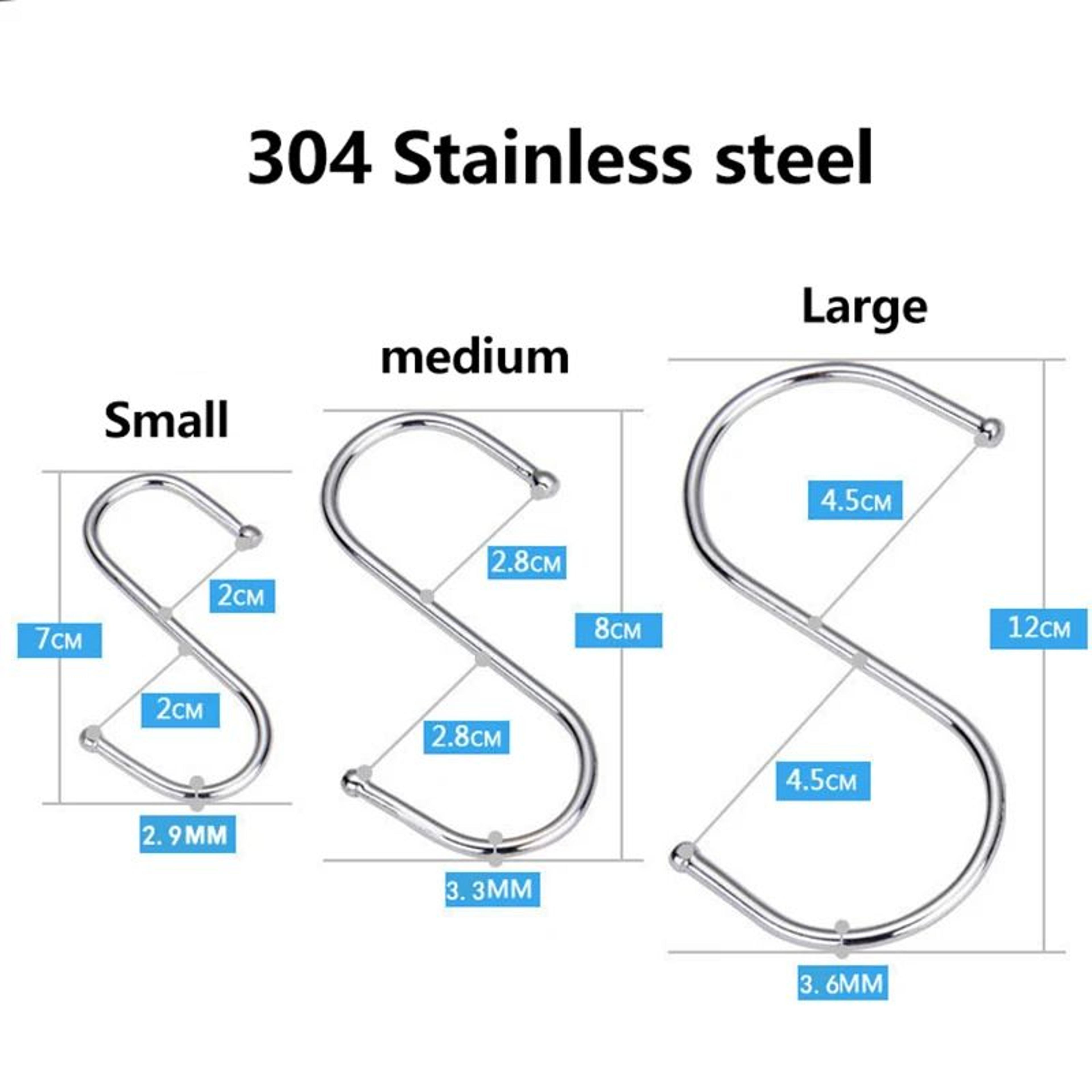 10 Pcs 304 Stainless Steel S Hooks  Heavy Duty Kitchen Railing Hanging Hooks For Clothes Handbags