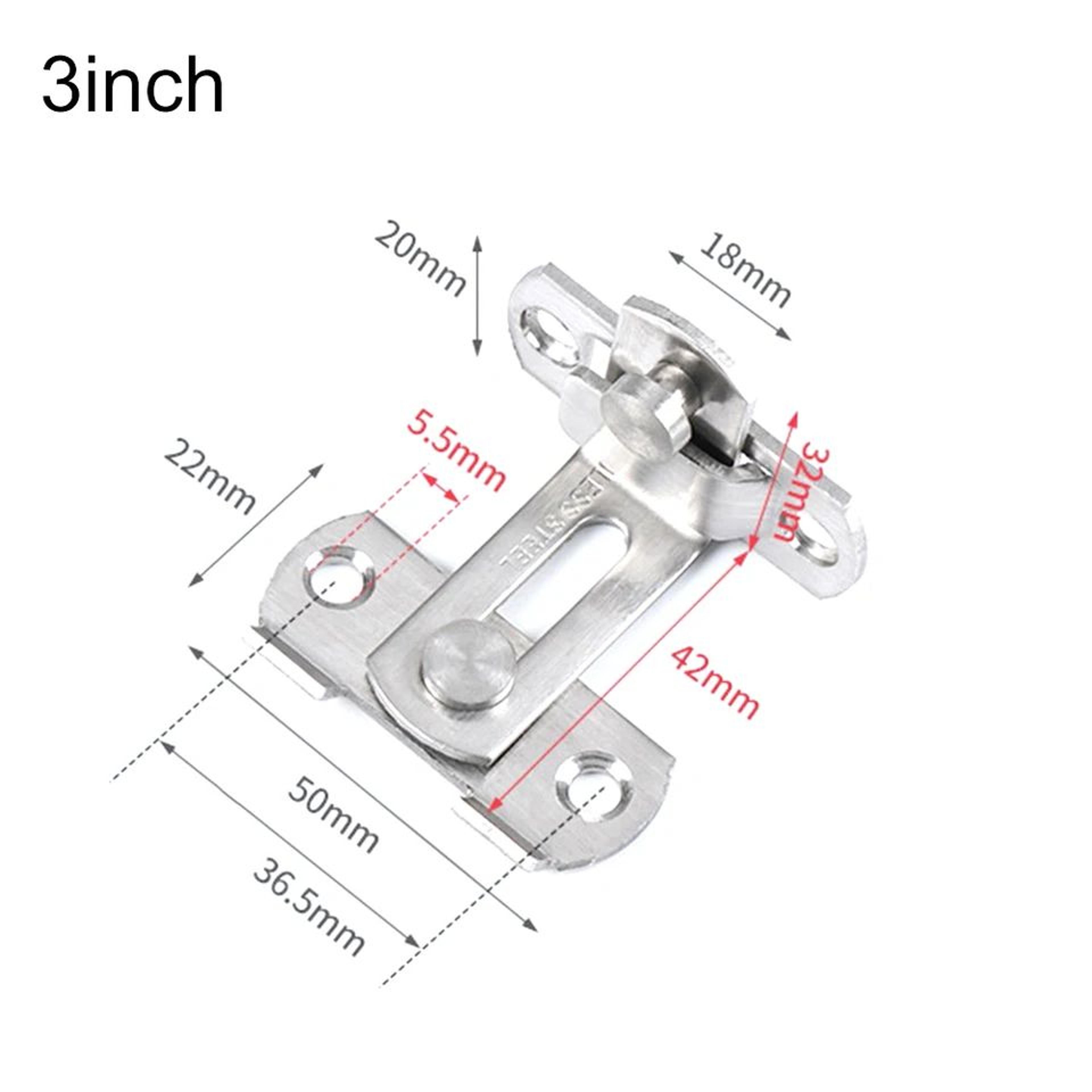 90 Stainless Steel Sliding Door Lock  Right Angle Latch Bolt For Barn Doors Cabinets  Closets 4