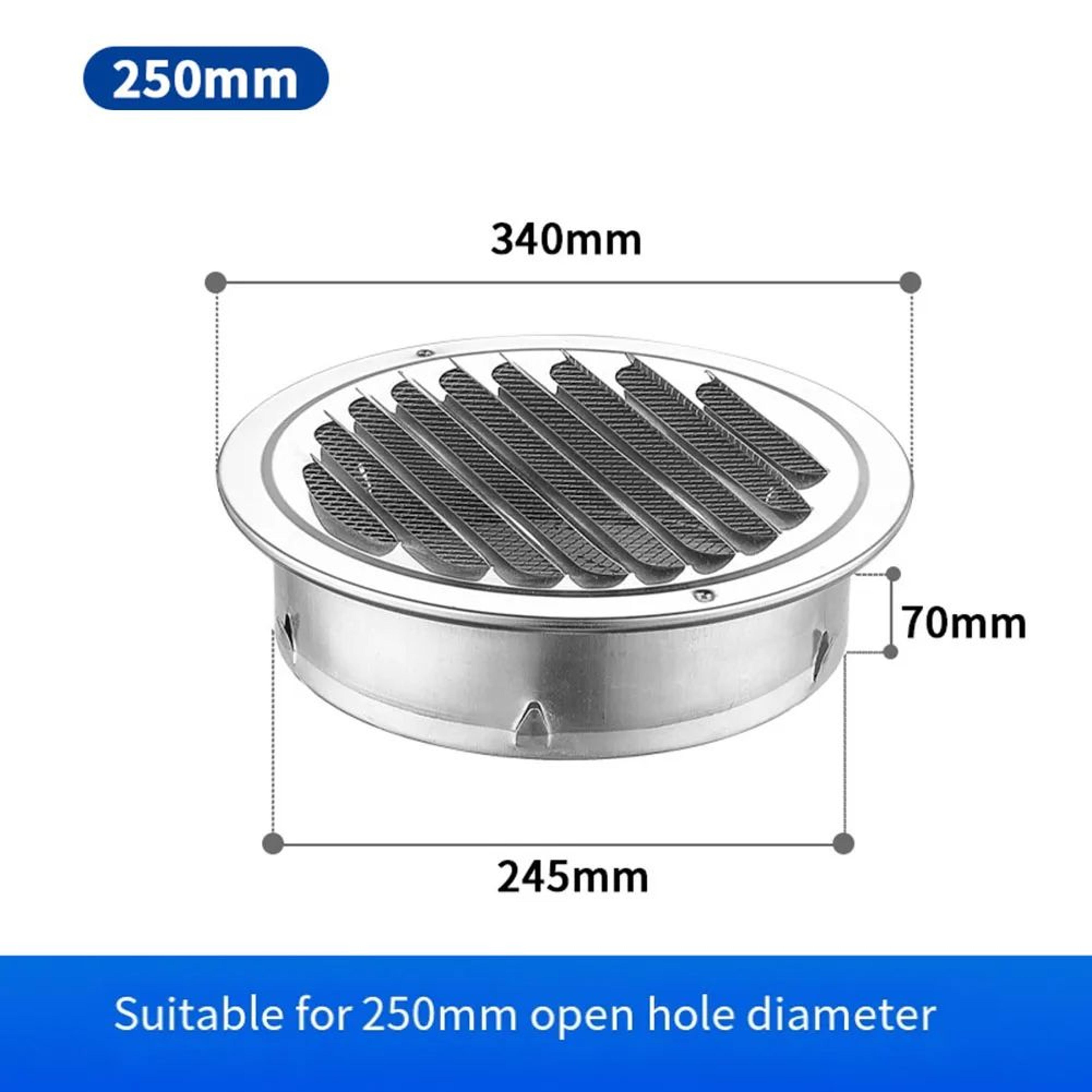 Round Stainless Steel Air Vent Grille  Exterior Wall Vent Cover With Insect Protection 16
