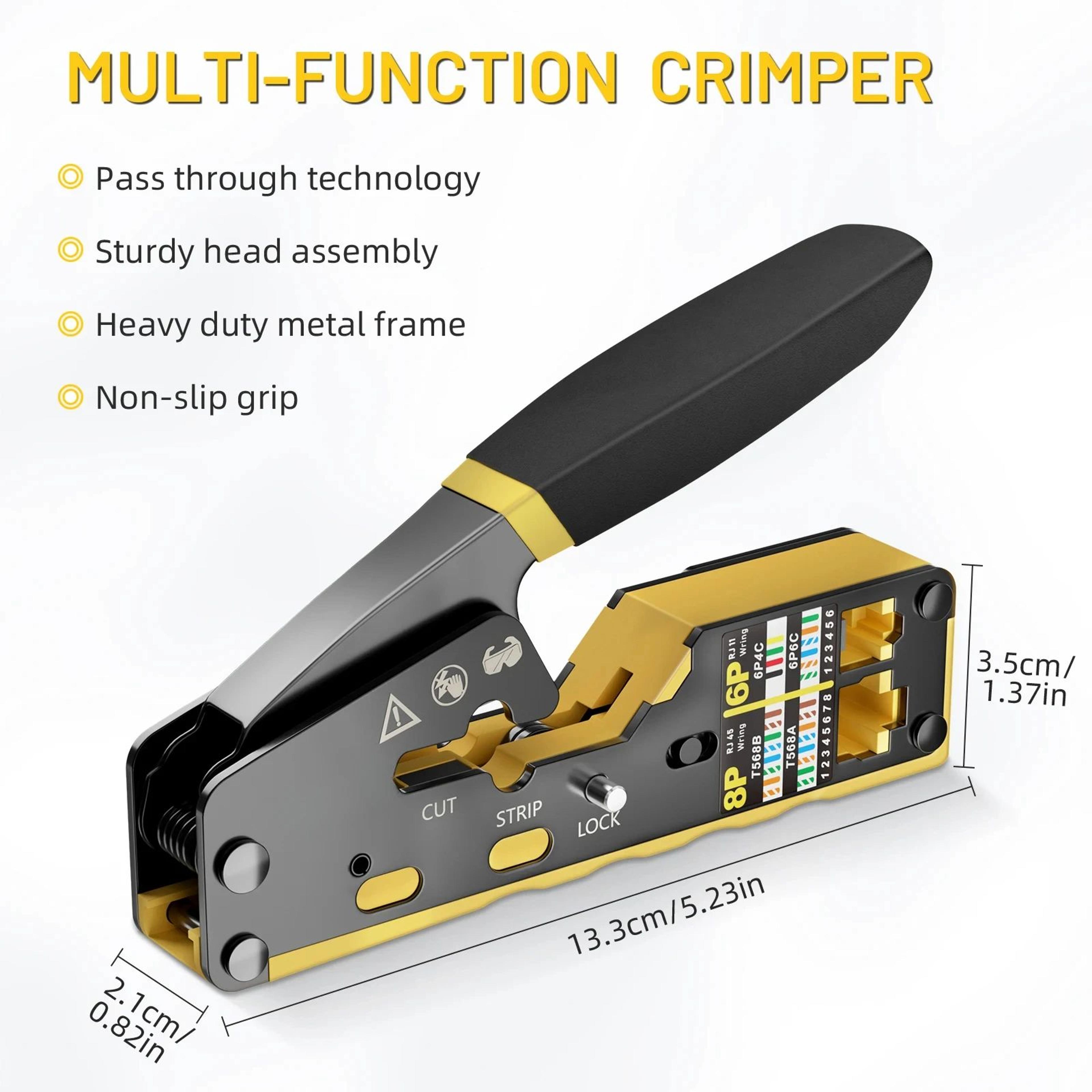 Pass Through RJ45 Crimp Tool For Cat6 Cat5e Cat5  Ethernet Crimper With Replacement Blade 0