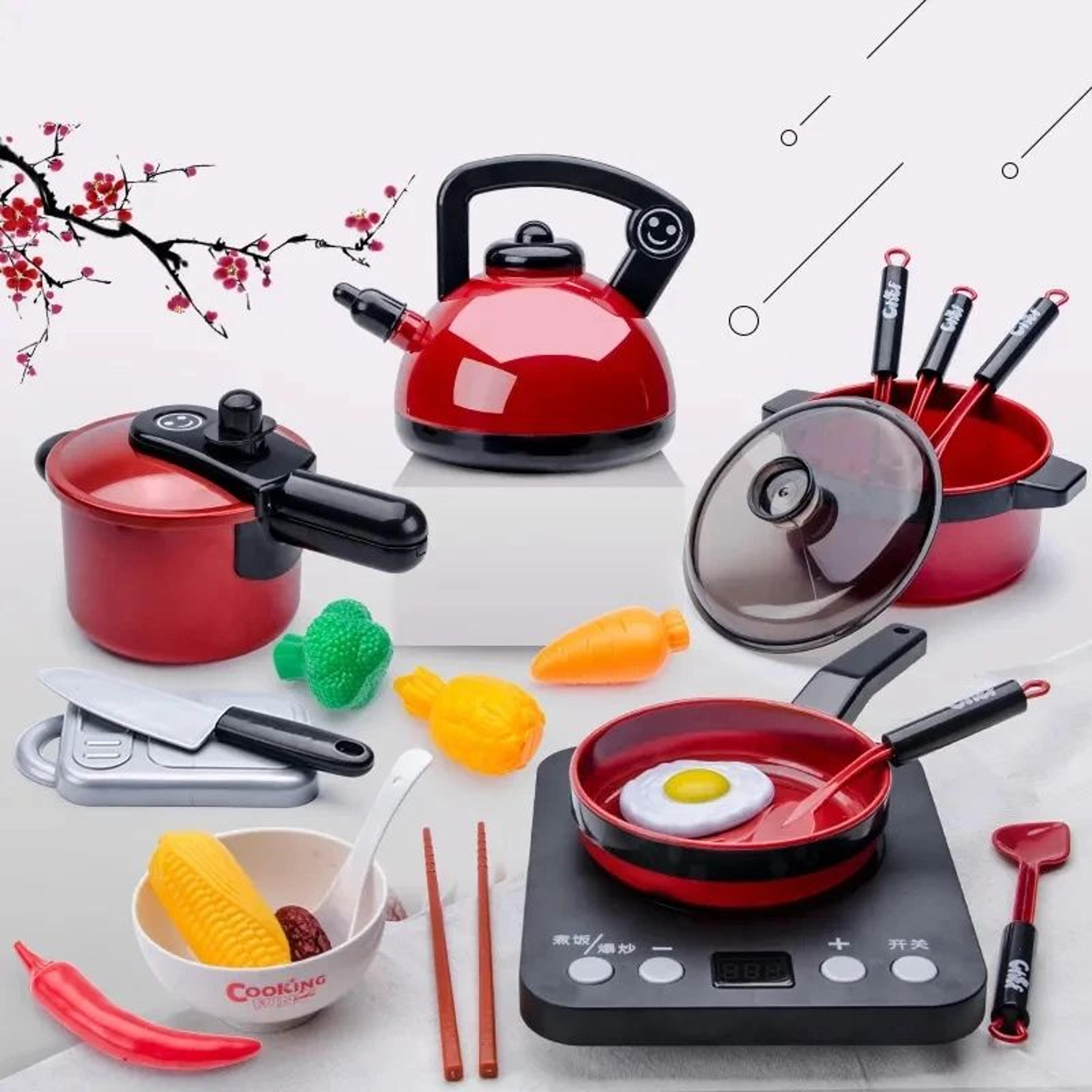 Kids Pretend Kitchen Toy Set  Cooking Cookware  Cutting Fruit Play Kitchen For Girls 0