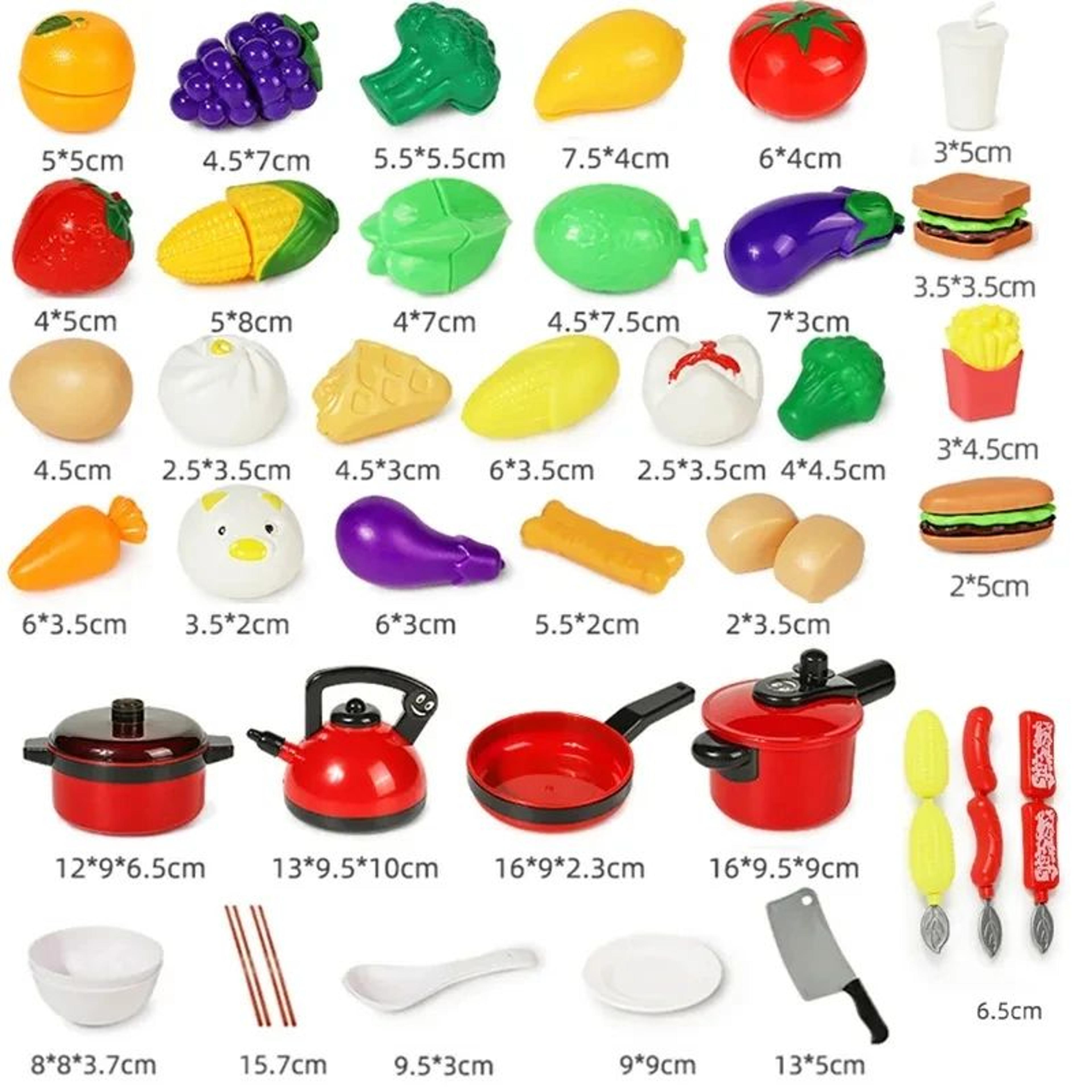 Kids Pretend Kitchen Toy Set  Cooking Cookware  Cutting Fruit Play Kitchen For Girls 2