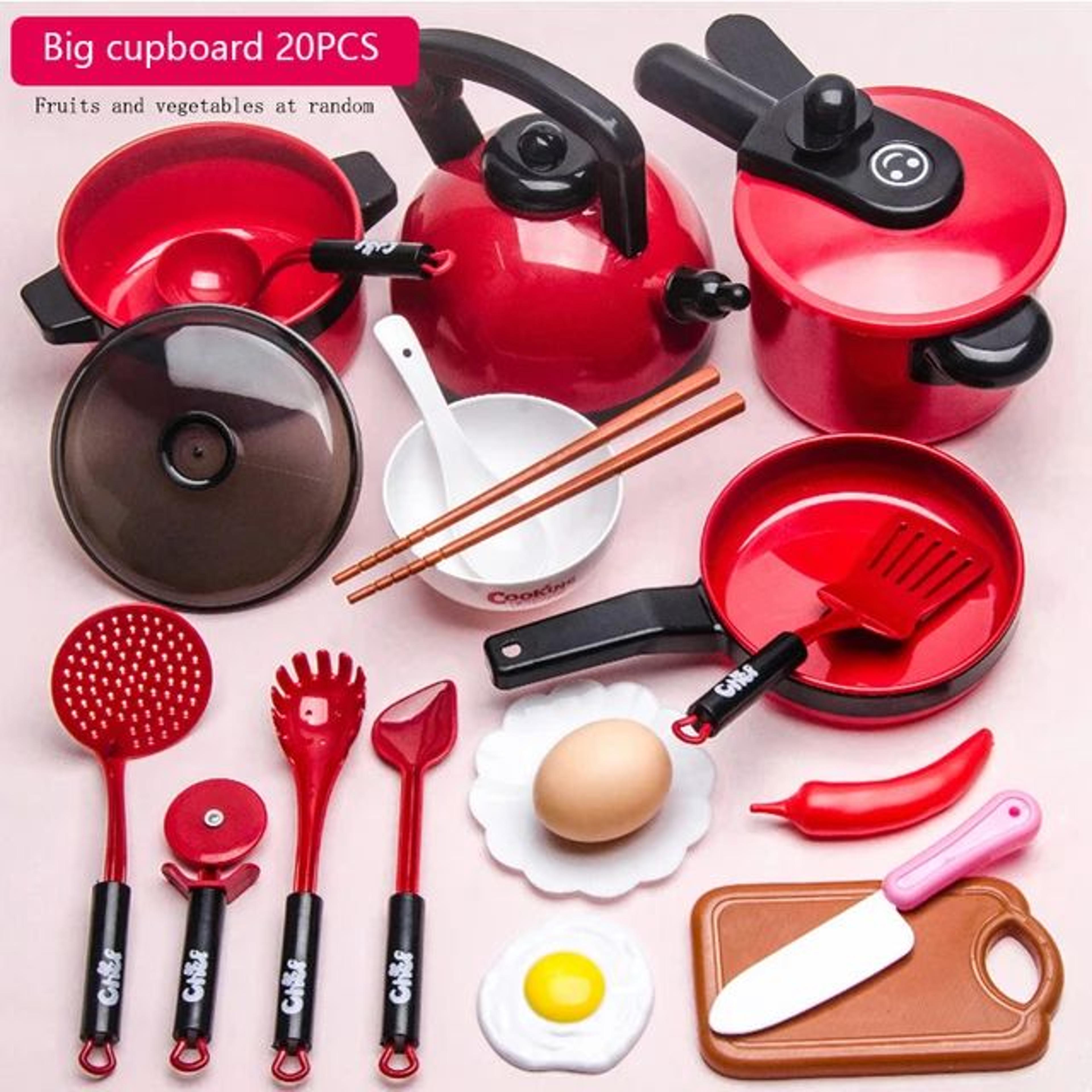 Kids Pretend Kitchen Toy Set  Cooking Cookware  Cutting Fruit Play Kitchen For Girls 6
