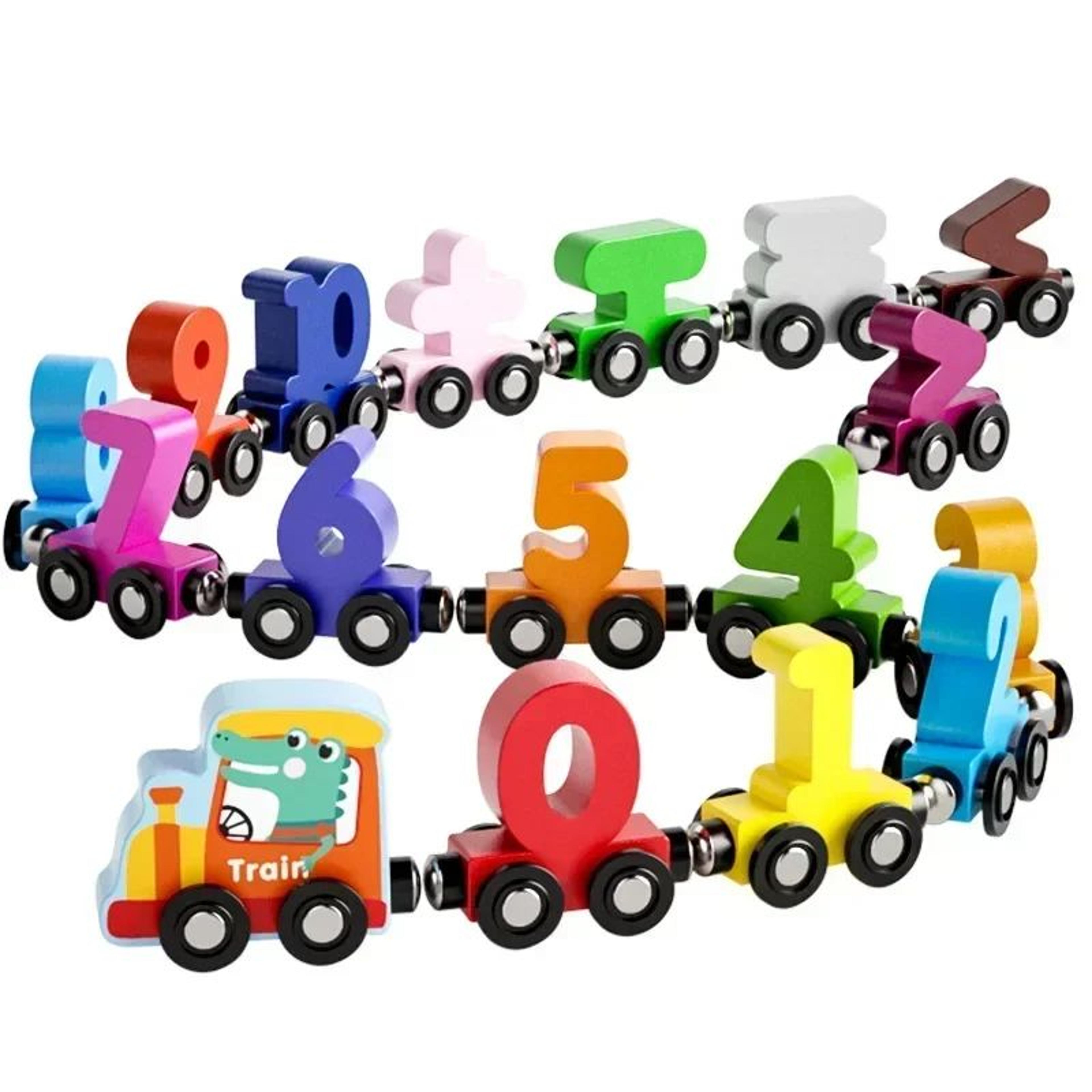 Montessori Magnetic Wooden Train Set  12Piece Colorful Learning  Number Toy 4
