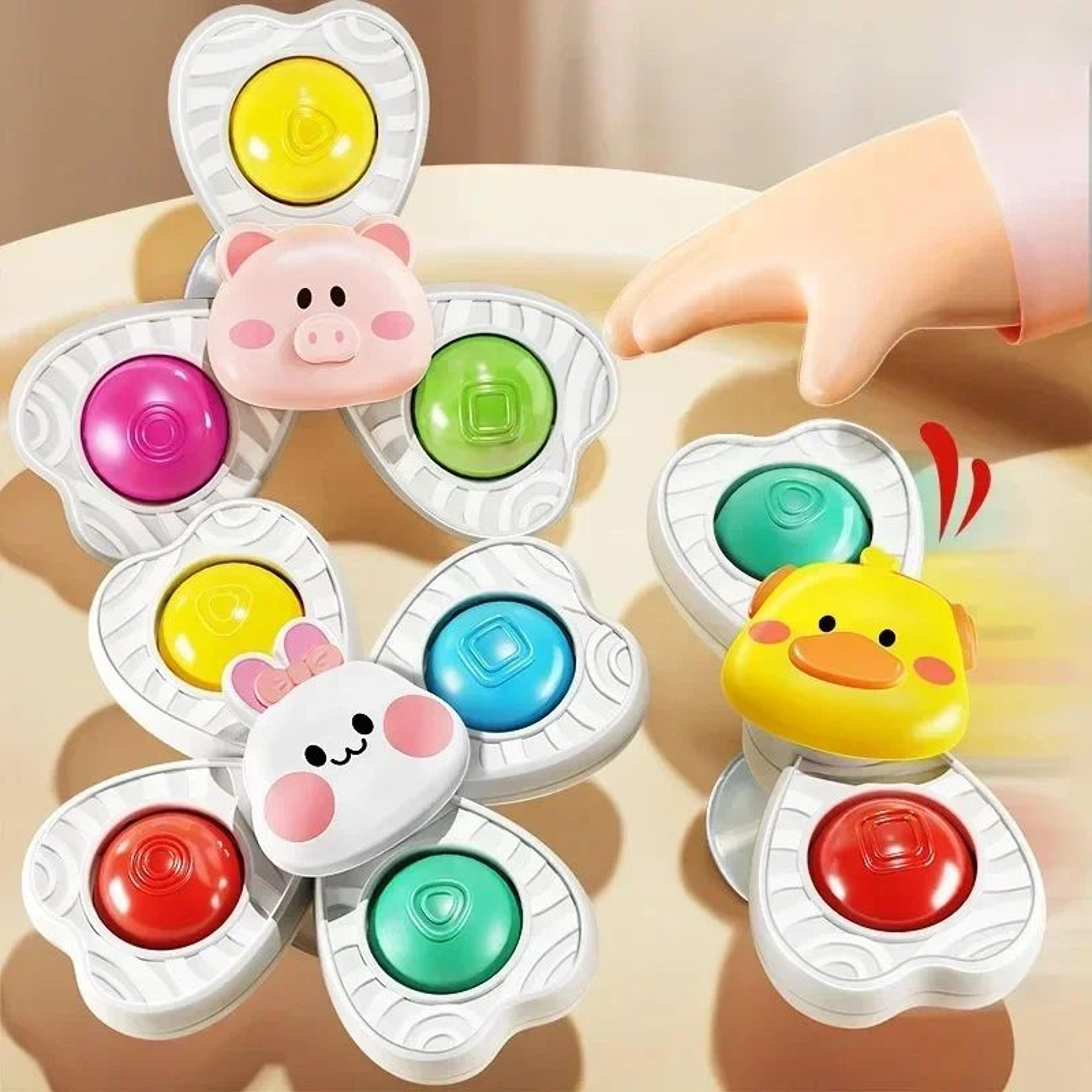 baby bath spinner toys 3 pcs / set – suction cup rattle toys for toddlers & children