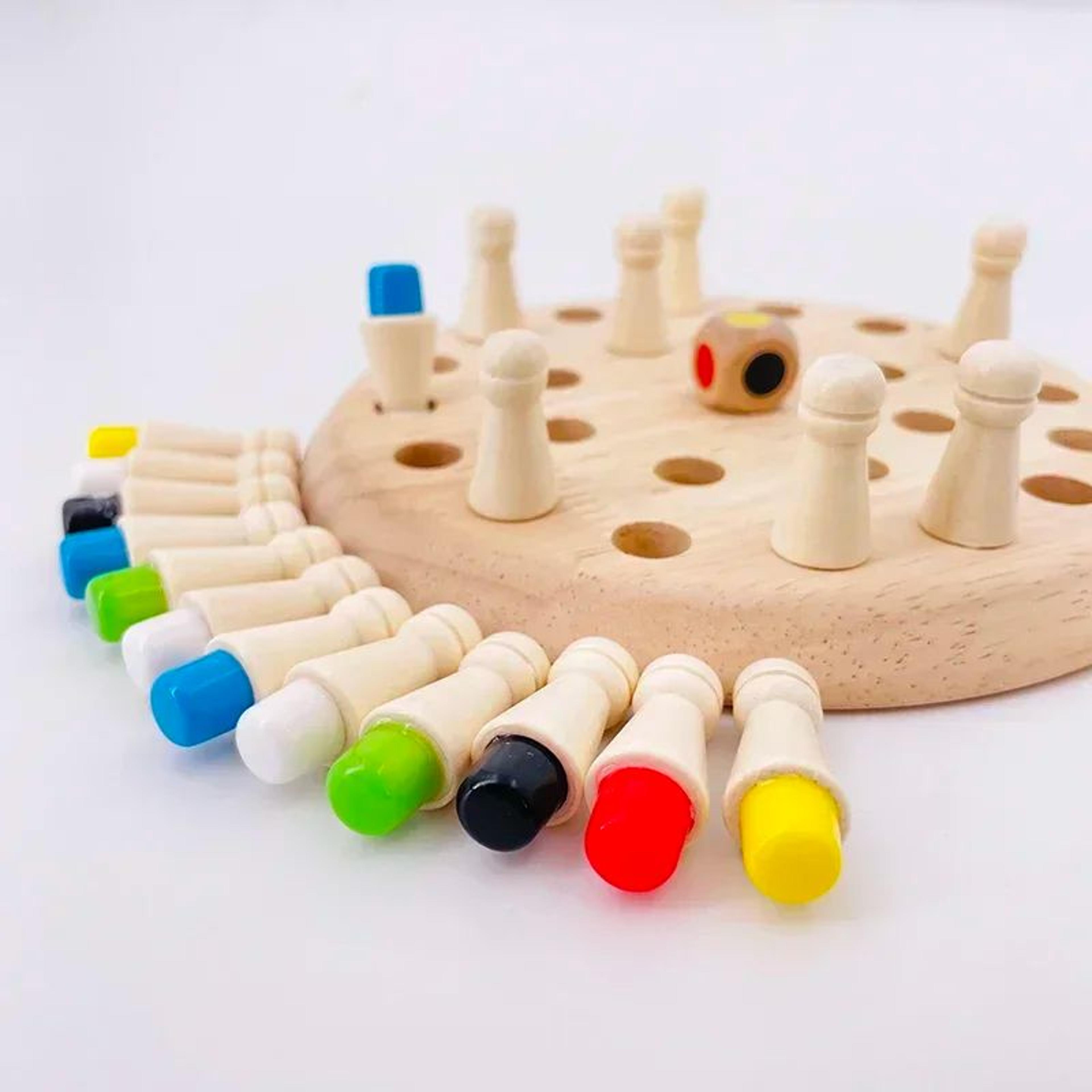 Wooden Memory Match Stick Game  Montessori Color Sorting  Cognitive Learning Toy 1