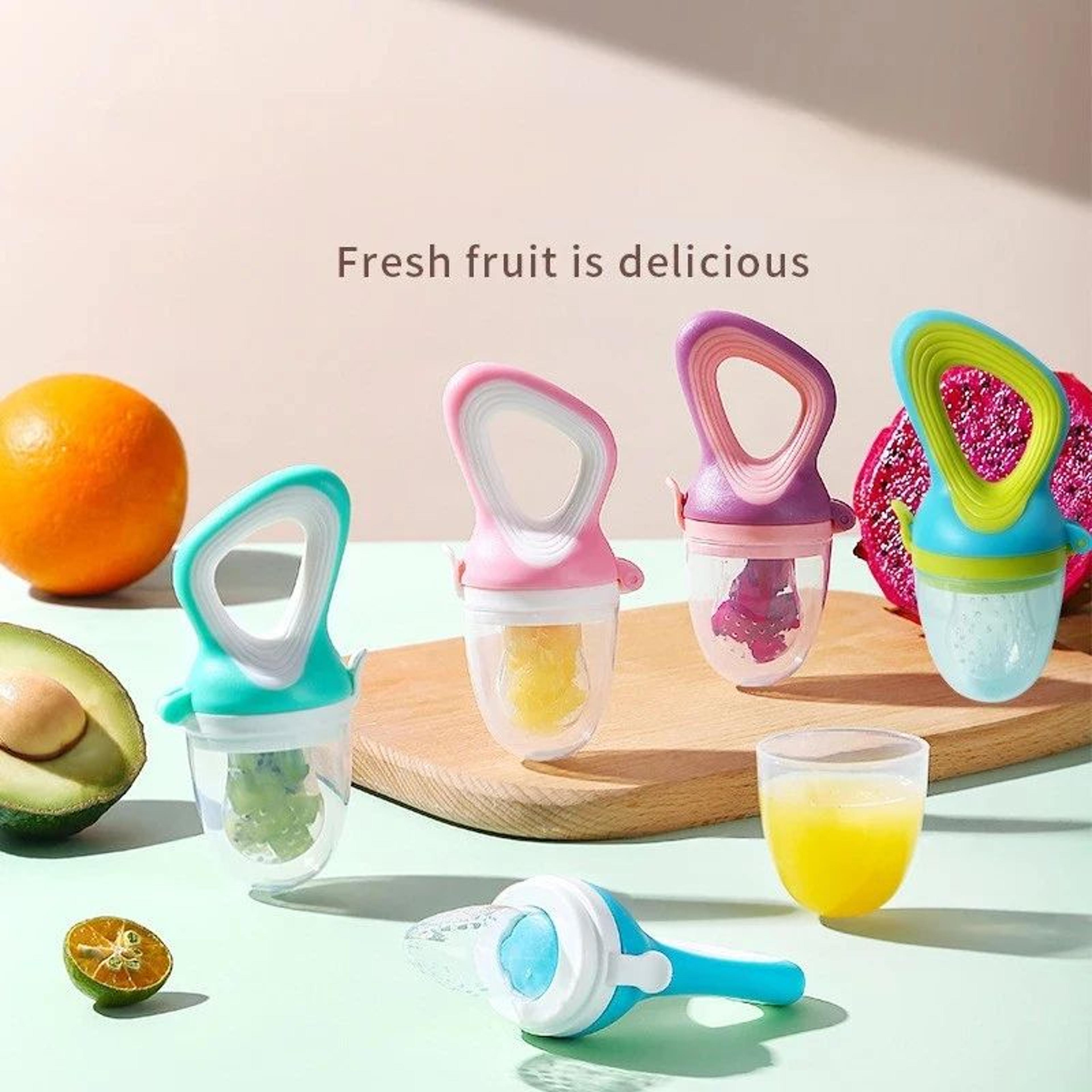 5in1 Baby Fruit Feeder  Teething Pacifier Set  Silicone Mesh Food Feeder With Interchangeable Nippl 5