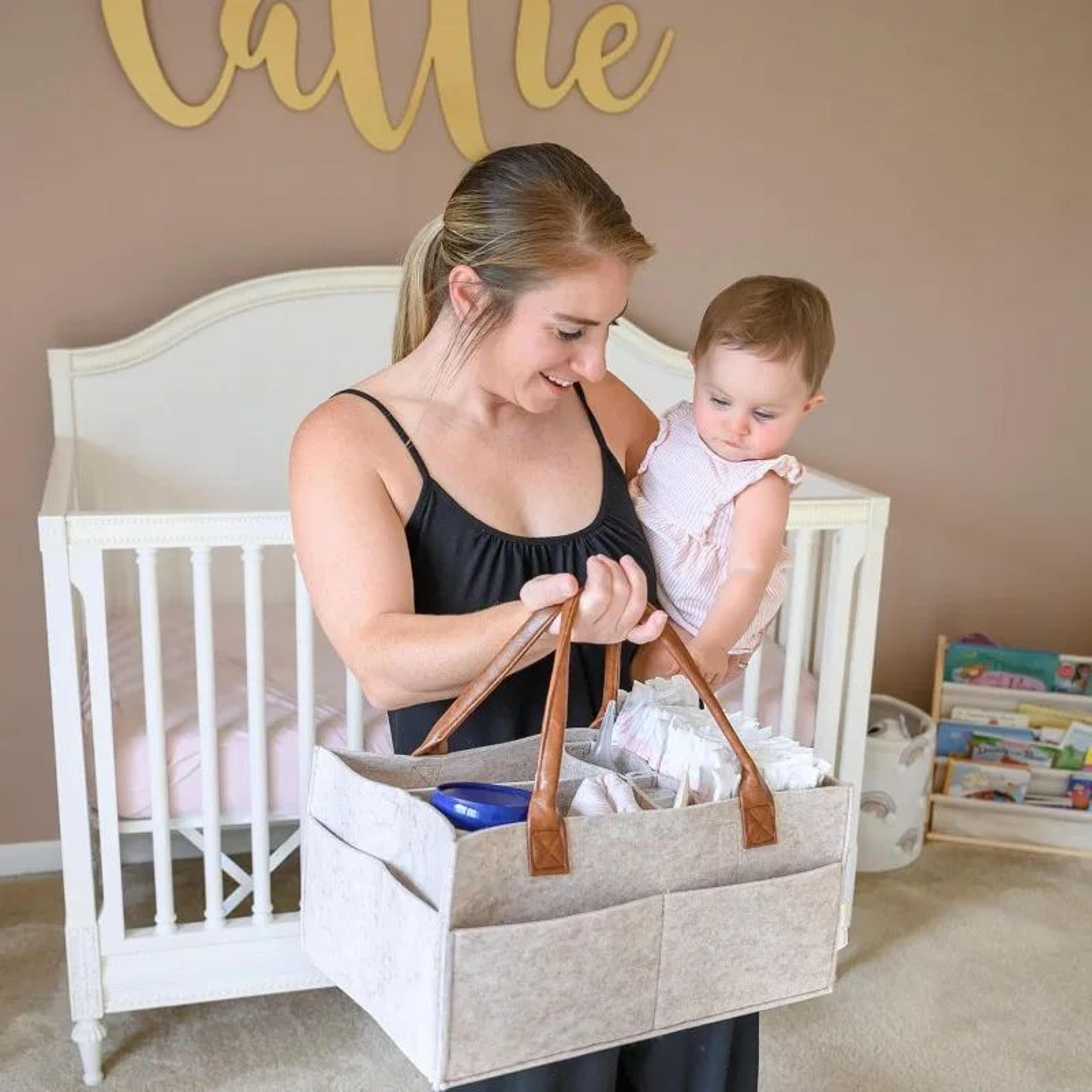 Nursery Diaper Caddy Organizer  Portable Storage Bin For Diapers Wipes  Changing Supplies 3