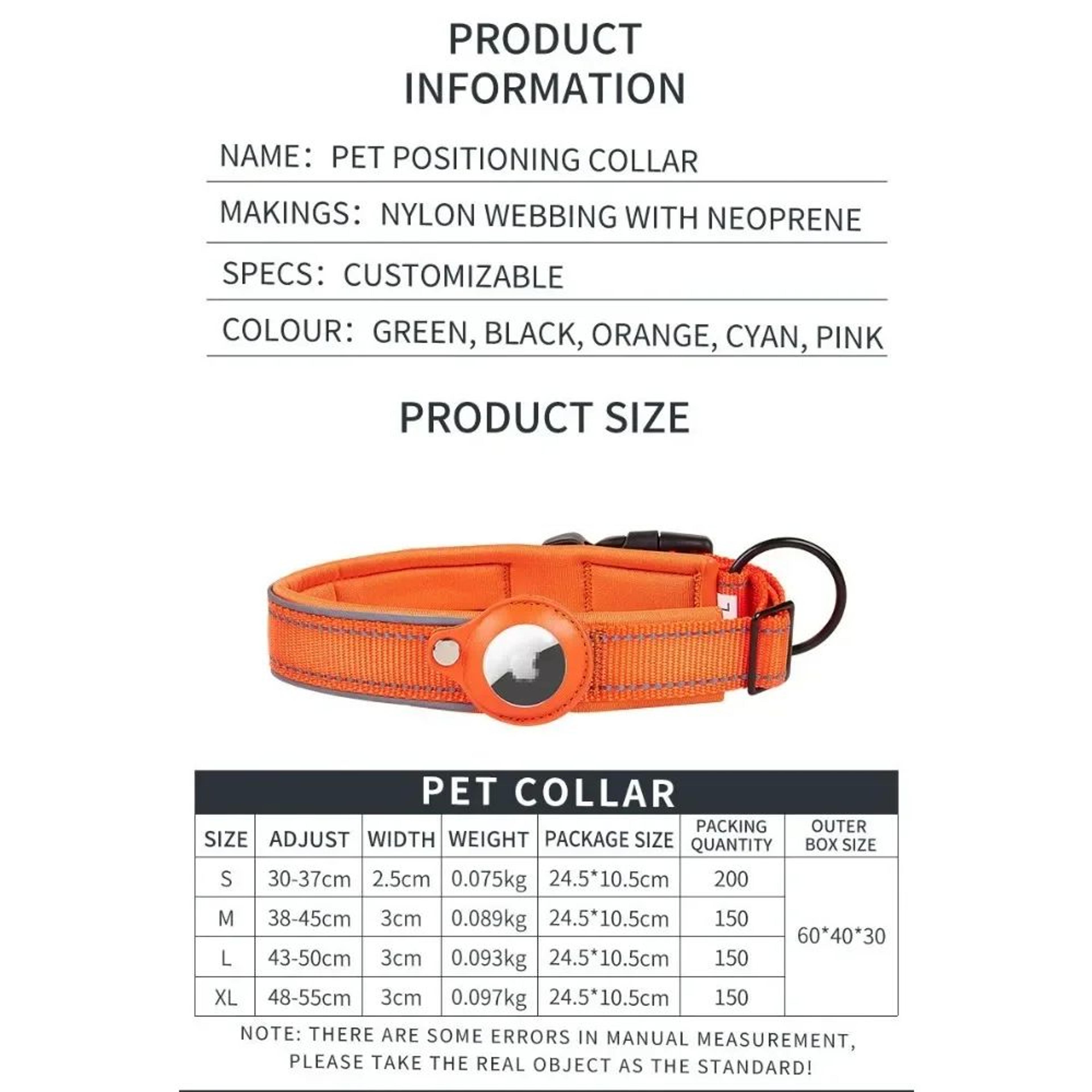 AirTag Dog Collar With Holder  Reflective Adjustable Padded Pet Collar For Small Medium  Large Dogs 5