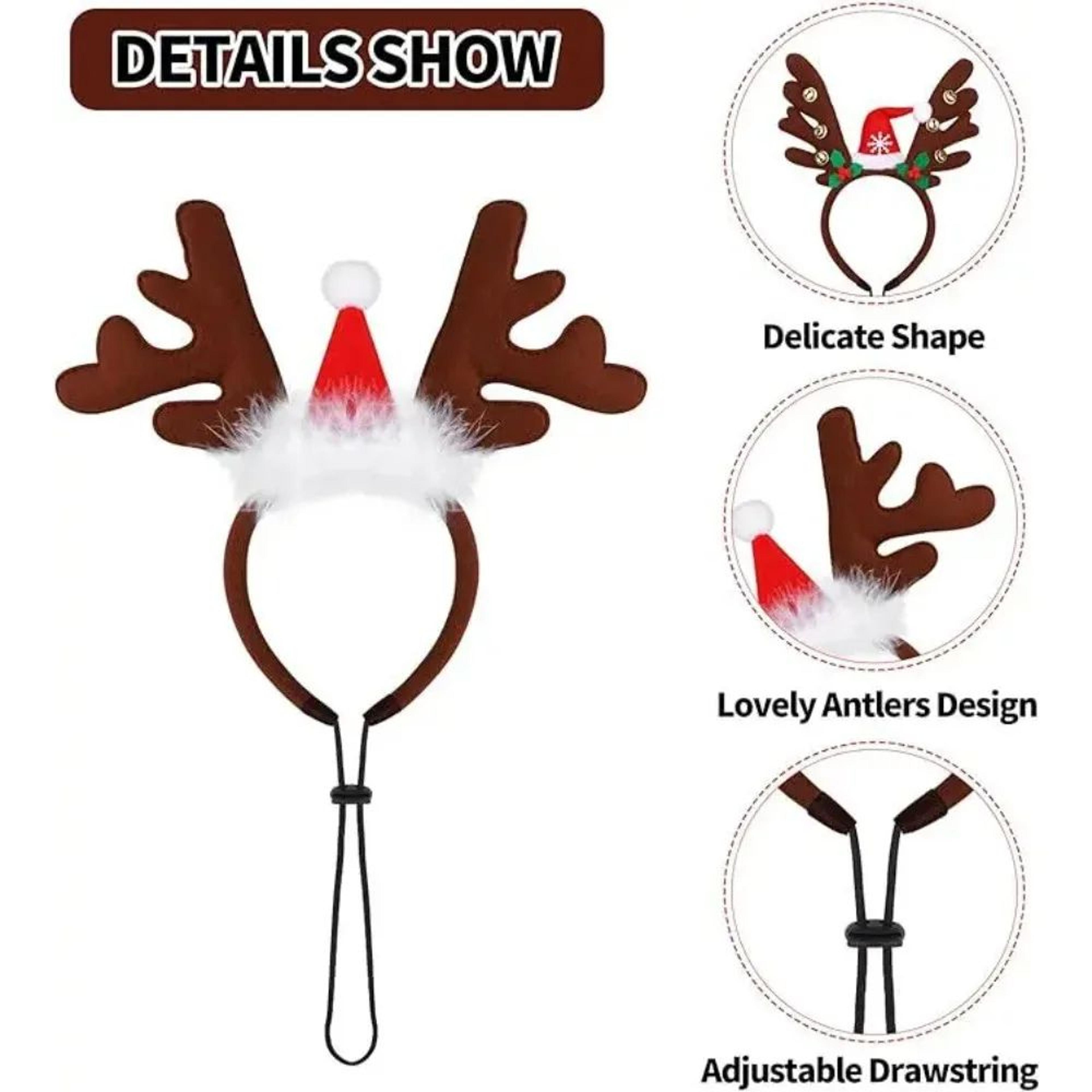 Christmas Reindeer Antlers Pet Headband  Festive Dog  Cat DressUp Hair Hoop Costume 1