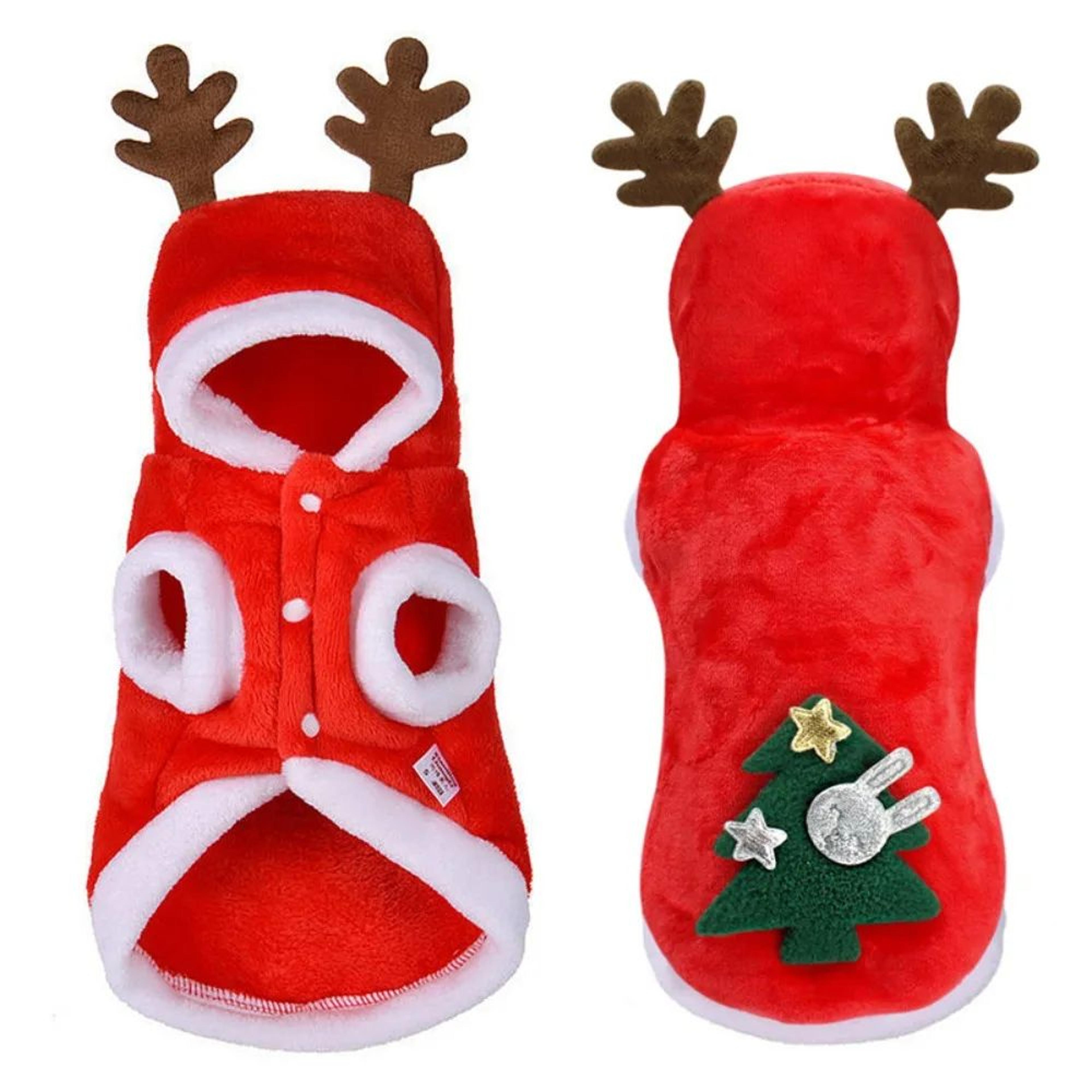 Winter Warm Festive Pet Clothes  Flannel Dog  Cat Christmas Outfit With Deer  Tree Design 4