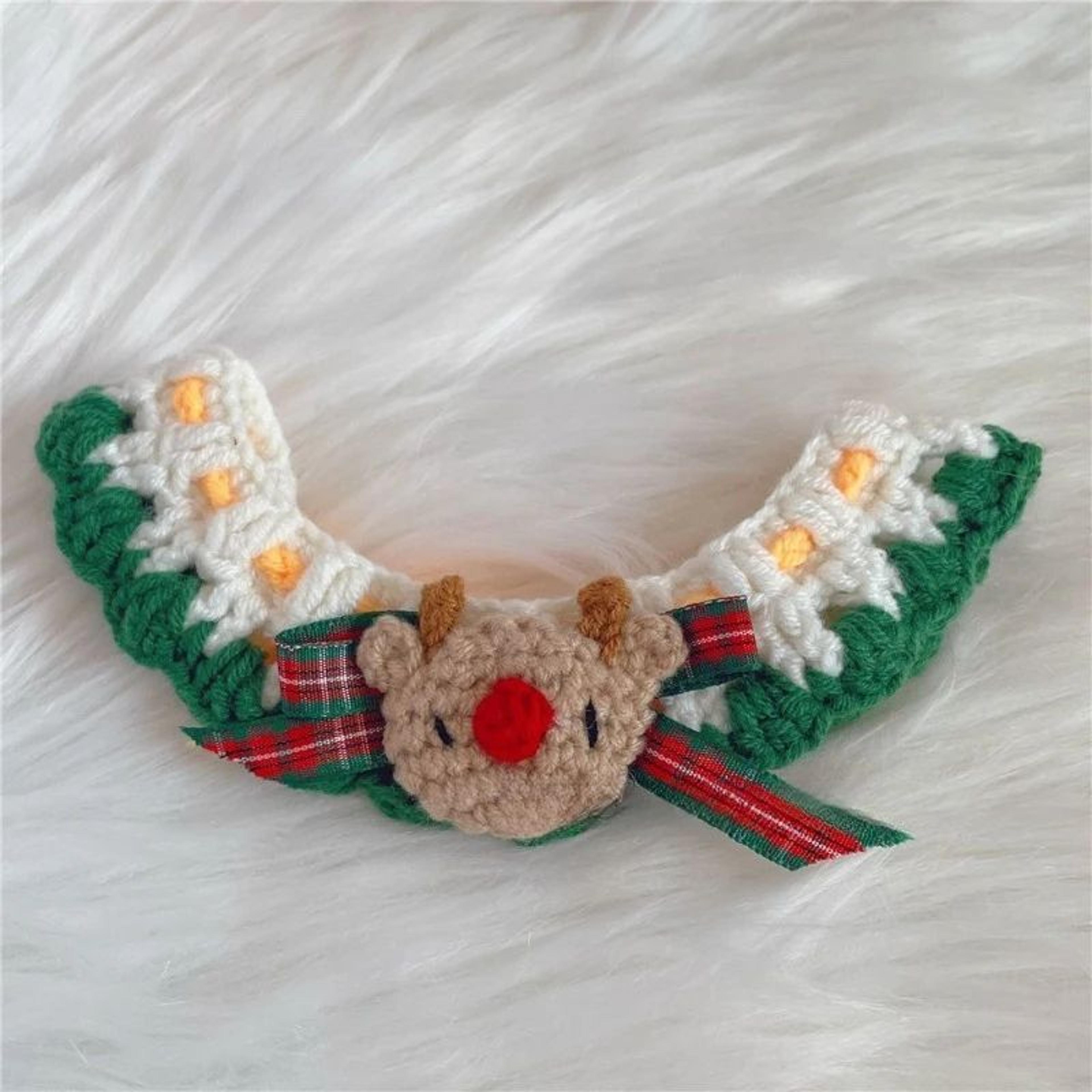Christmas Pet Collar Scarf  Lace Knitted Wool Neckwear For Cats  Dogs Festive Holiday Accessory 1