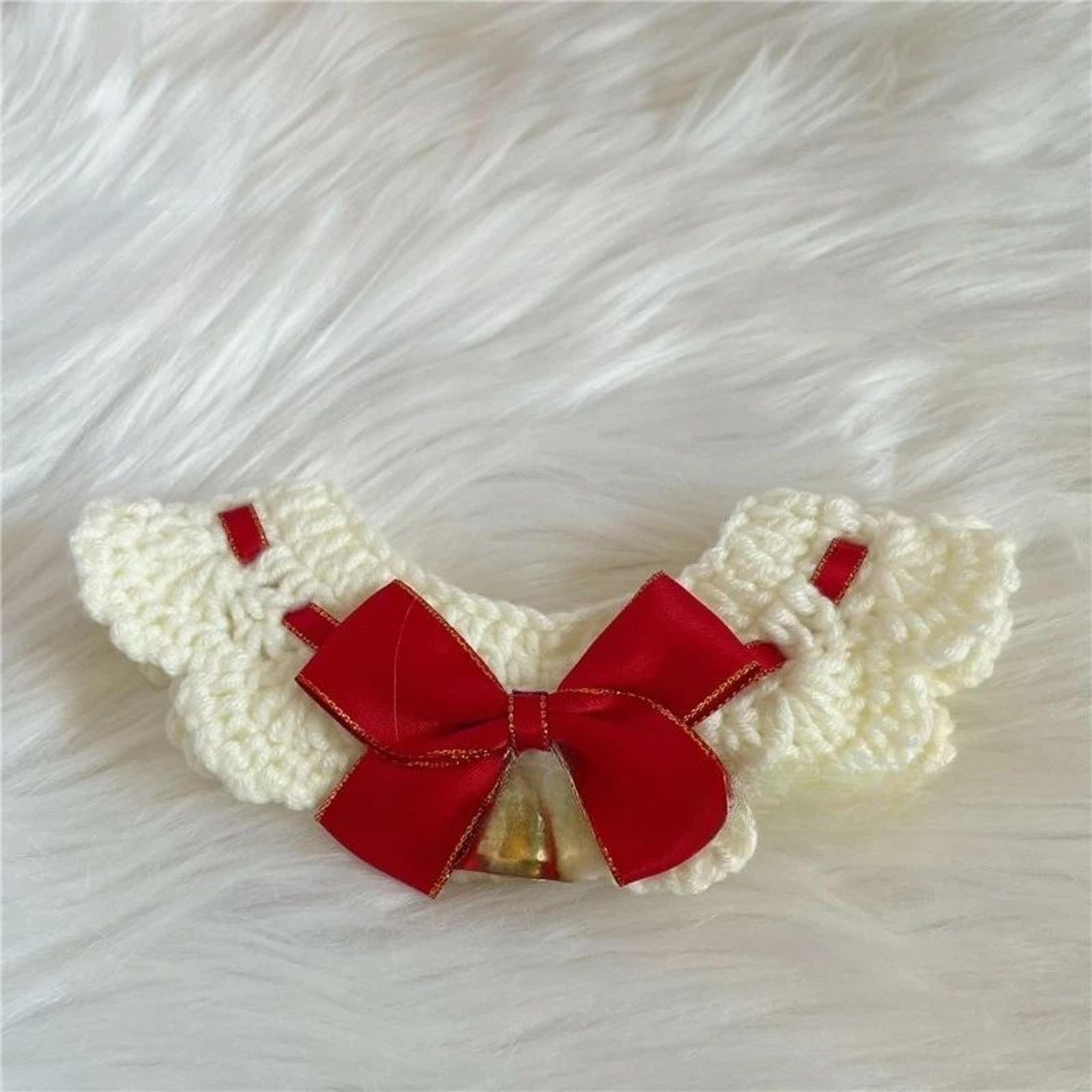 Christmas Pet Collar Scarf  Lace Knitted Wool Neckwear For Cats  Dogs Festive Holiday Accessory 2
