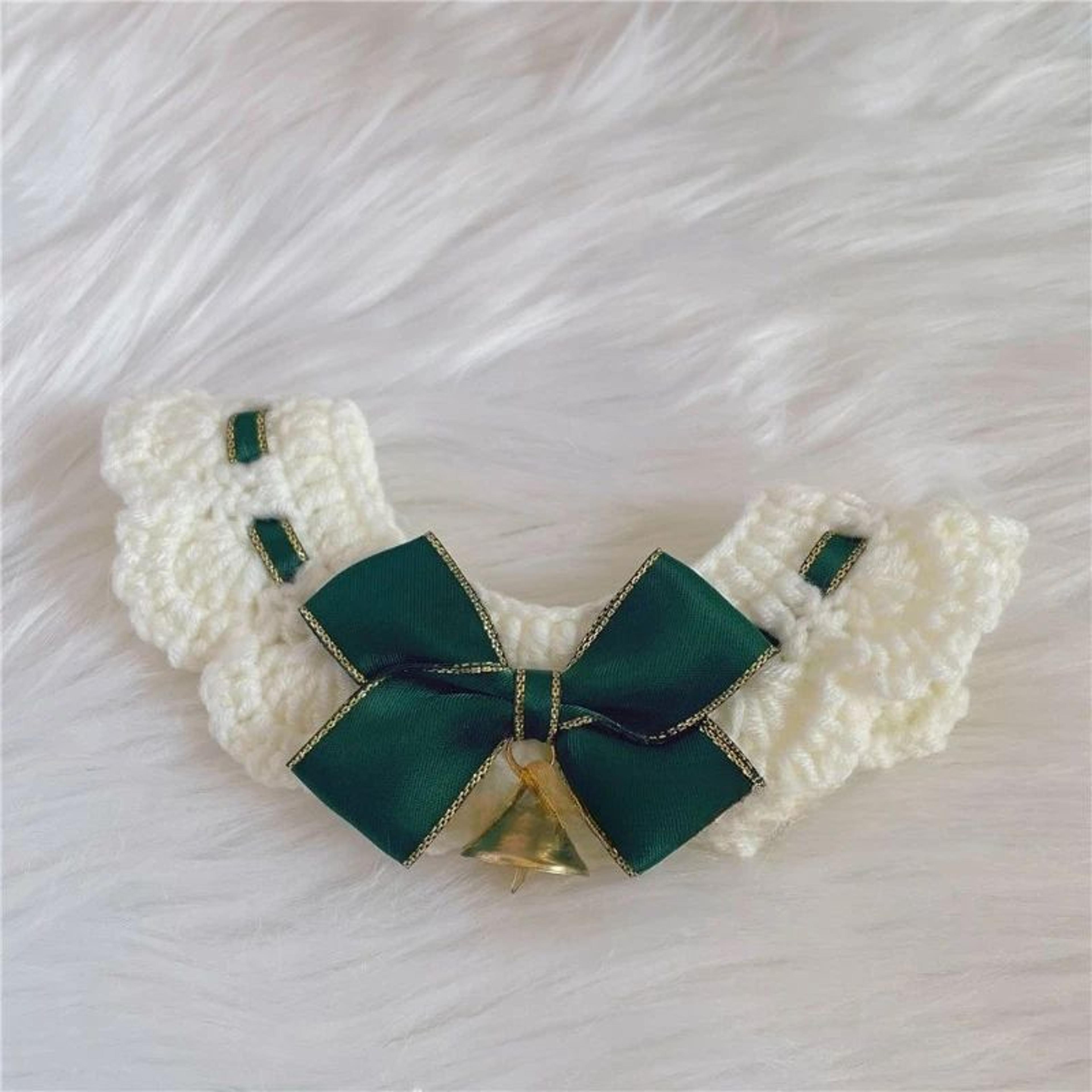 Christmas Pet Collar Scarf  Lace Knitted Wool Neckwear For Cats  Dogs Festive Holiday Accessory 3