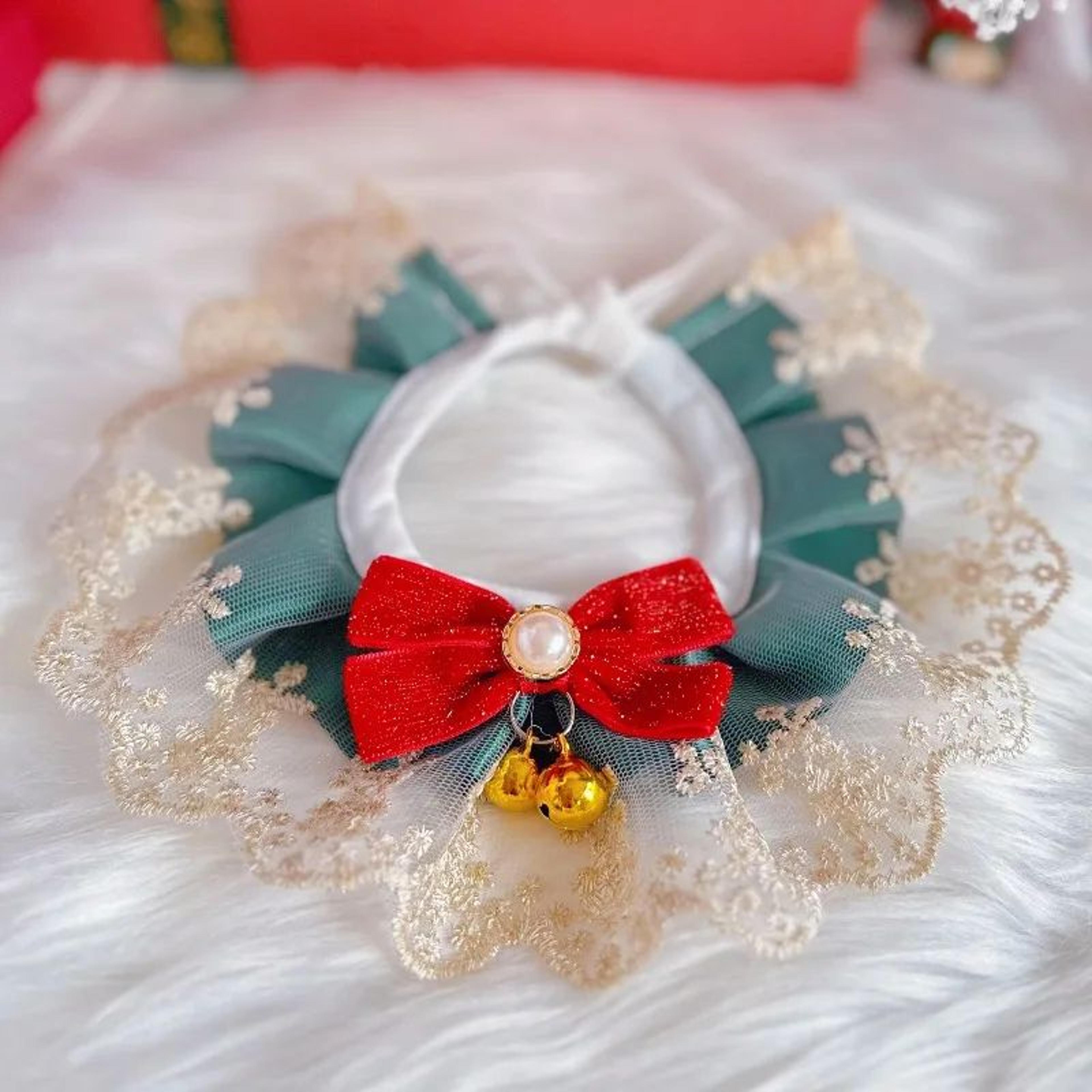 Christmas Pet Collar Scarf  Lace Knitted Wool Neckwear For Cats  Dogs Festive Holiday Accessory 10