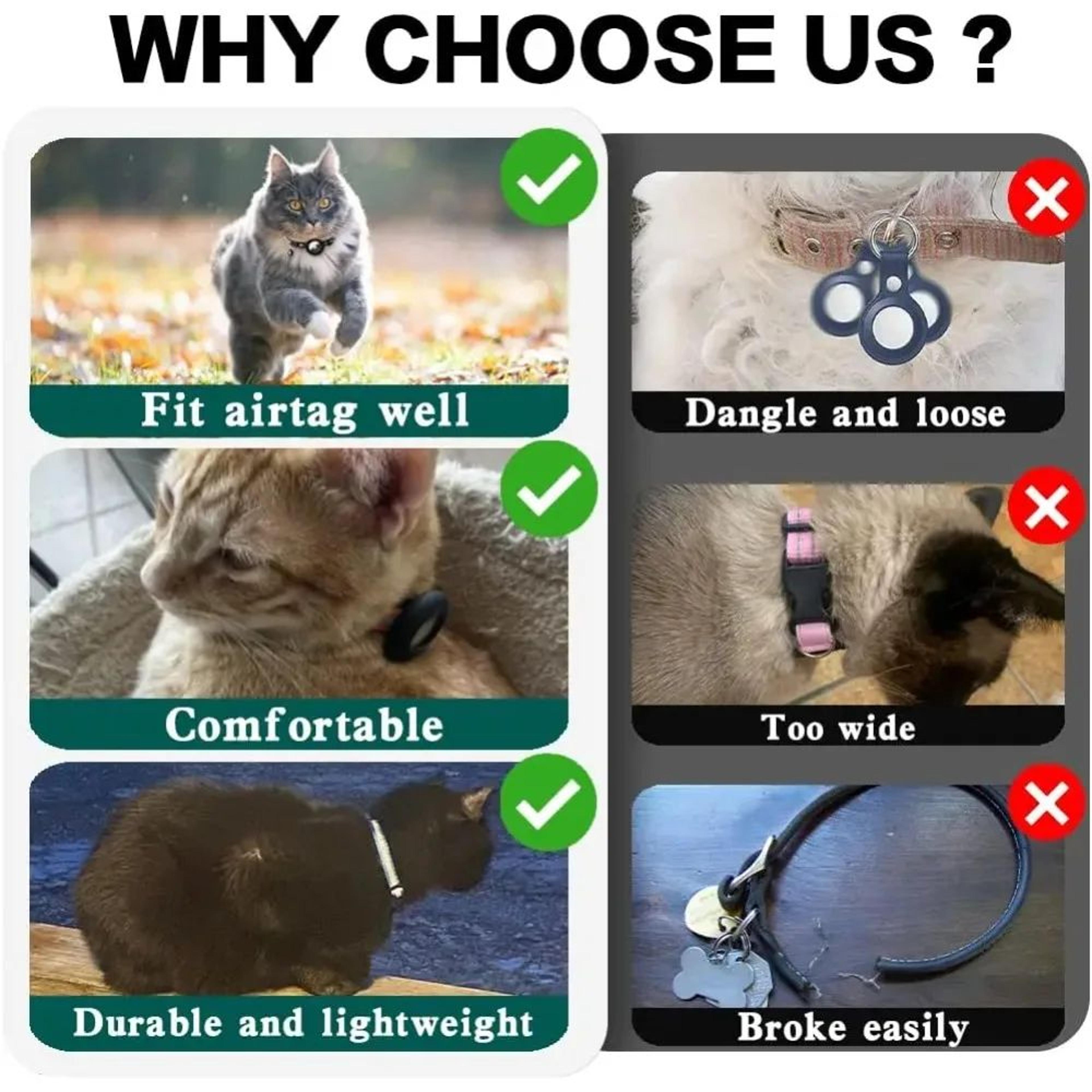 AirTag Cat Collar With Holder  Cute Reflective Breakaway Kitten Collar With Bell 4