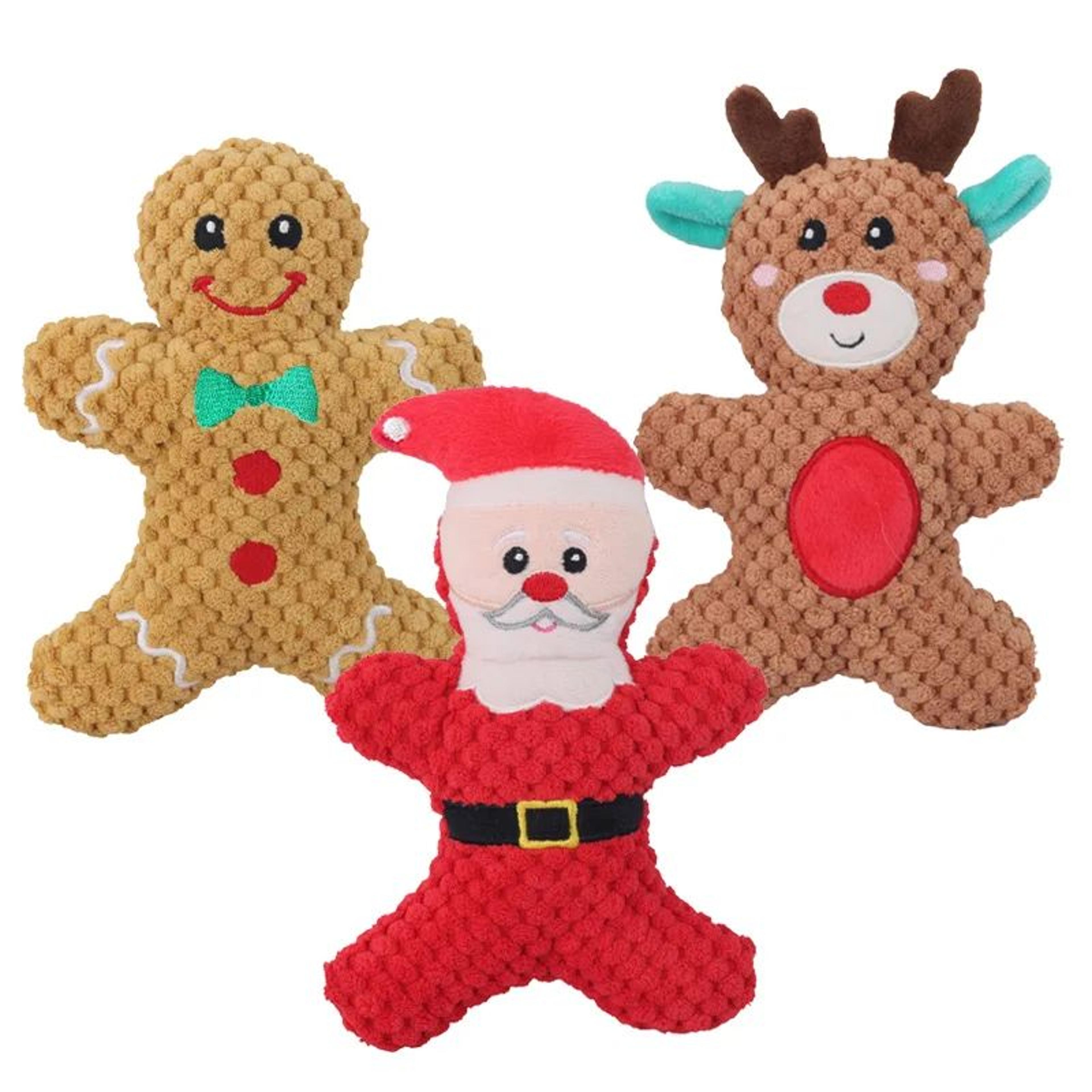 Christmas Plush Squeaky Dog Toy  Santa Elk  Gingerbread Chew Toy For Dogs  Cats 2