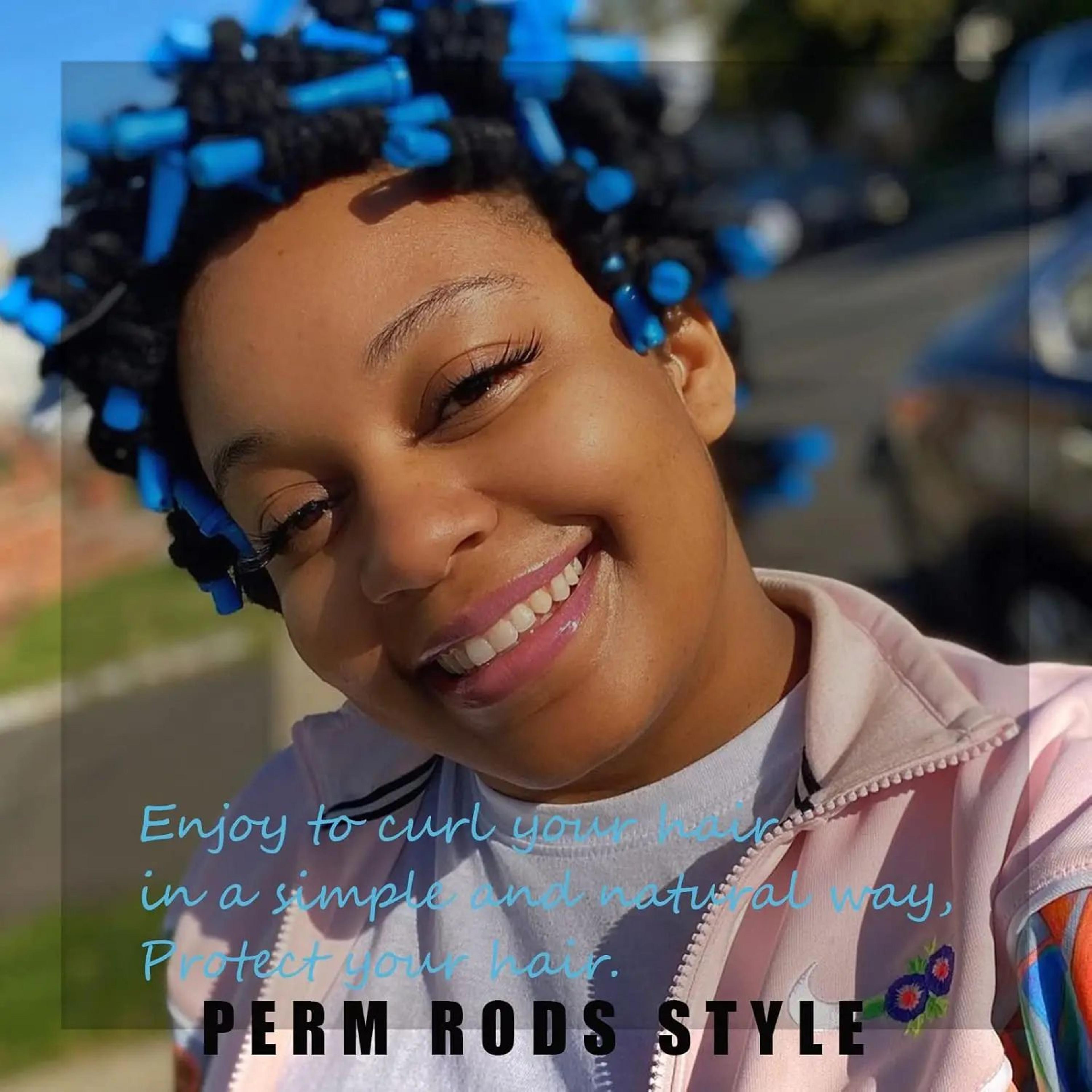 60 Pcs Small Perm Rods 035 In Blue Hair Rollers For Natural Hair Long  Short Hair  Heatless Curling 3