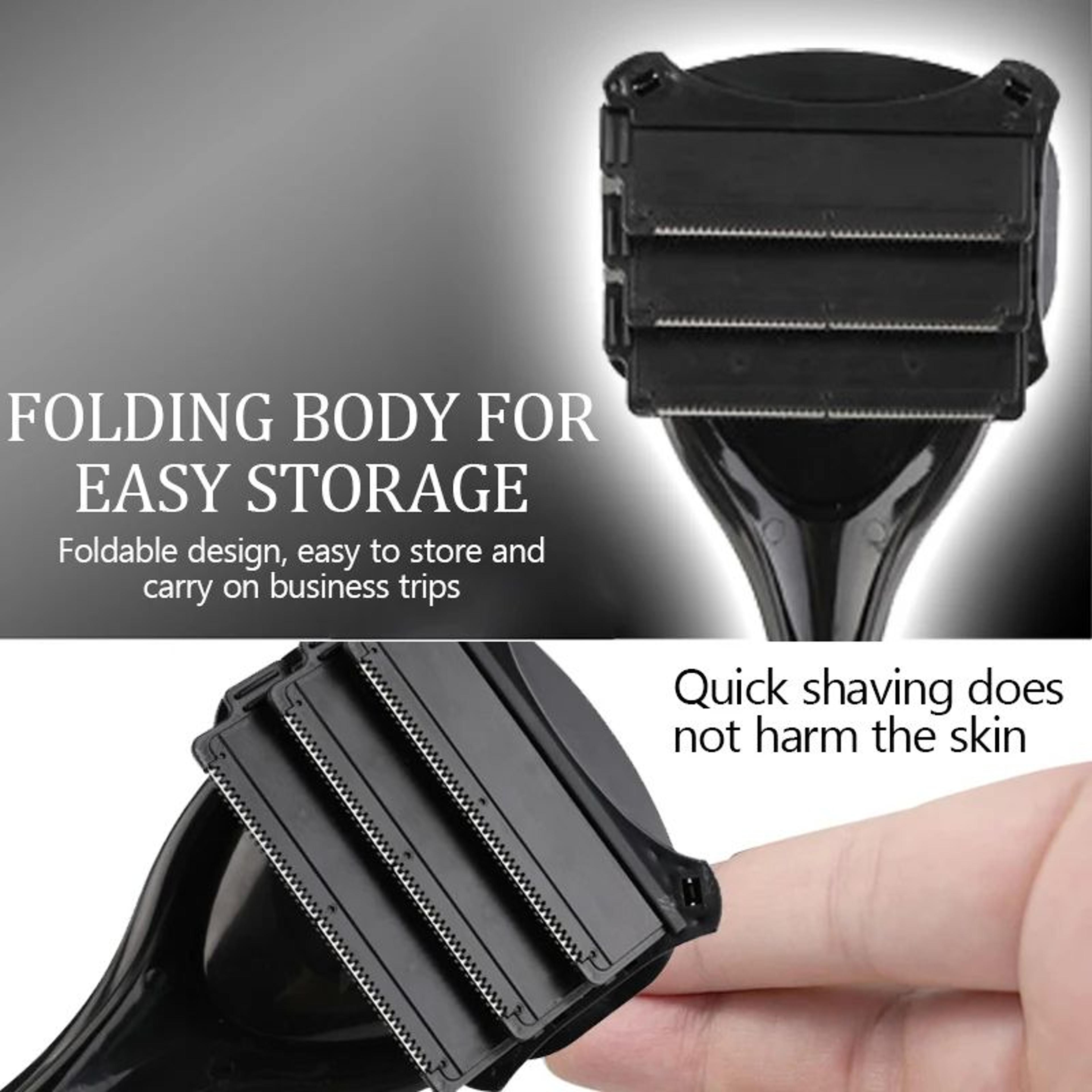 Mens Painless Back Hair Shaver  3Blade Long Handle Body Groomer Foldable Portable Back Hair Removal 4