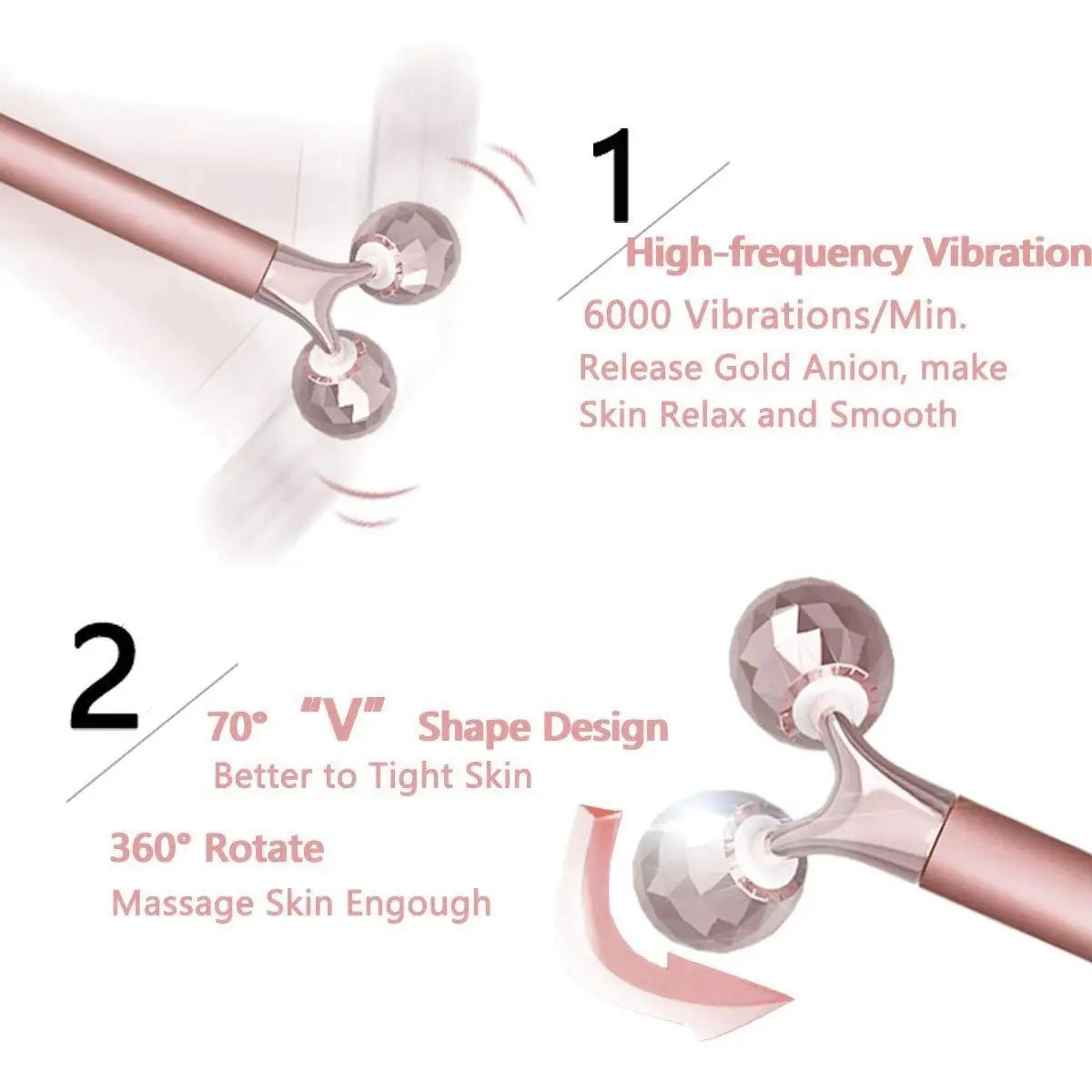 24K Gold Electric Face Massager Vibrating Rose Quartz 3D Roller For Lifting Sculpting  Glow  Gua Sh 3