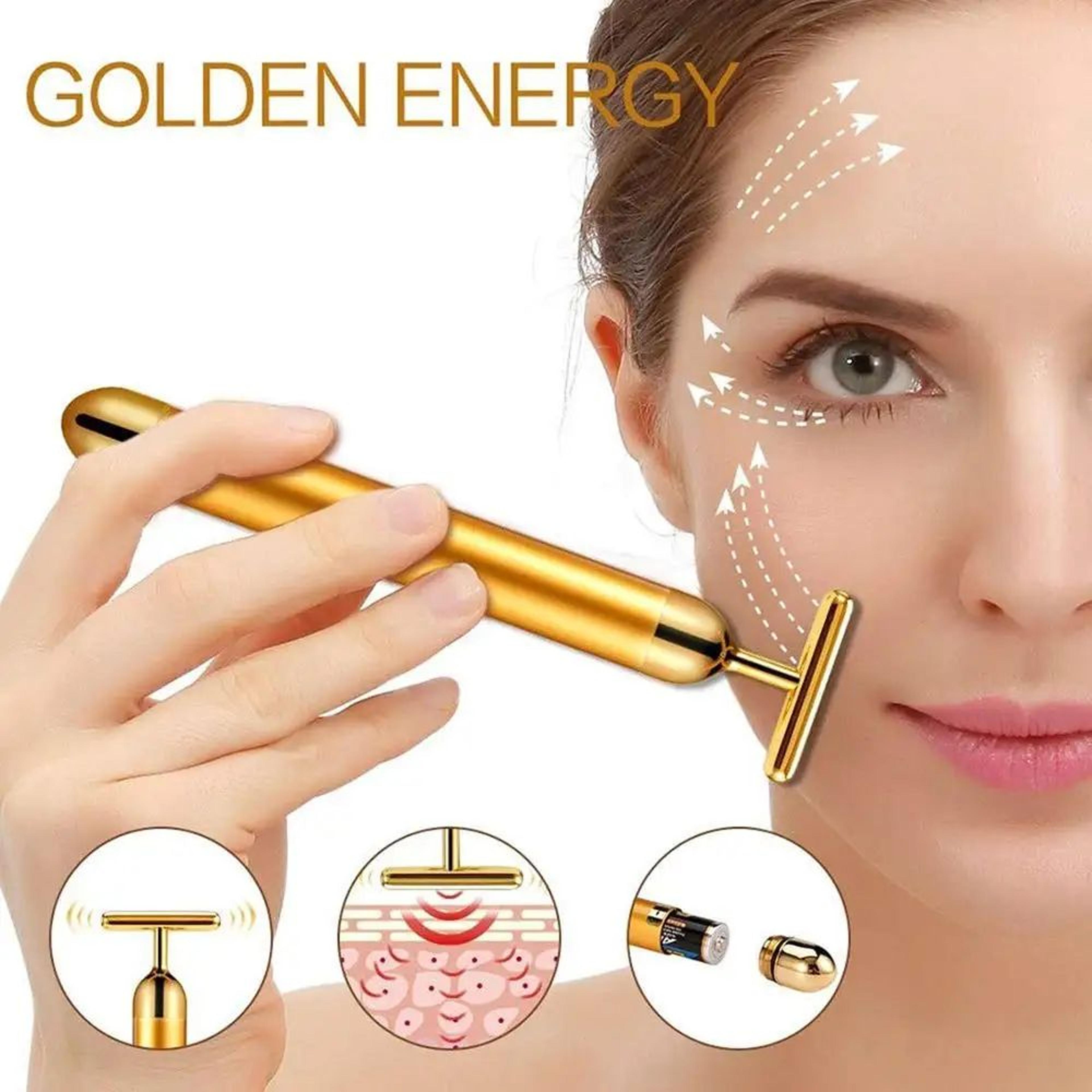 24K Gold Electric Face Massager Vibrating Rose Quartz 3D Roller For Lifting Sculpting  Glow  Gua Sh 9