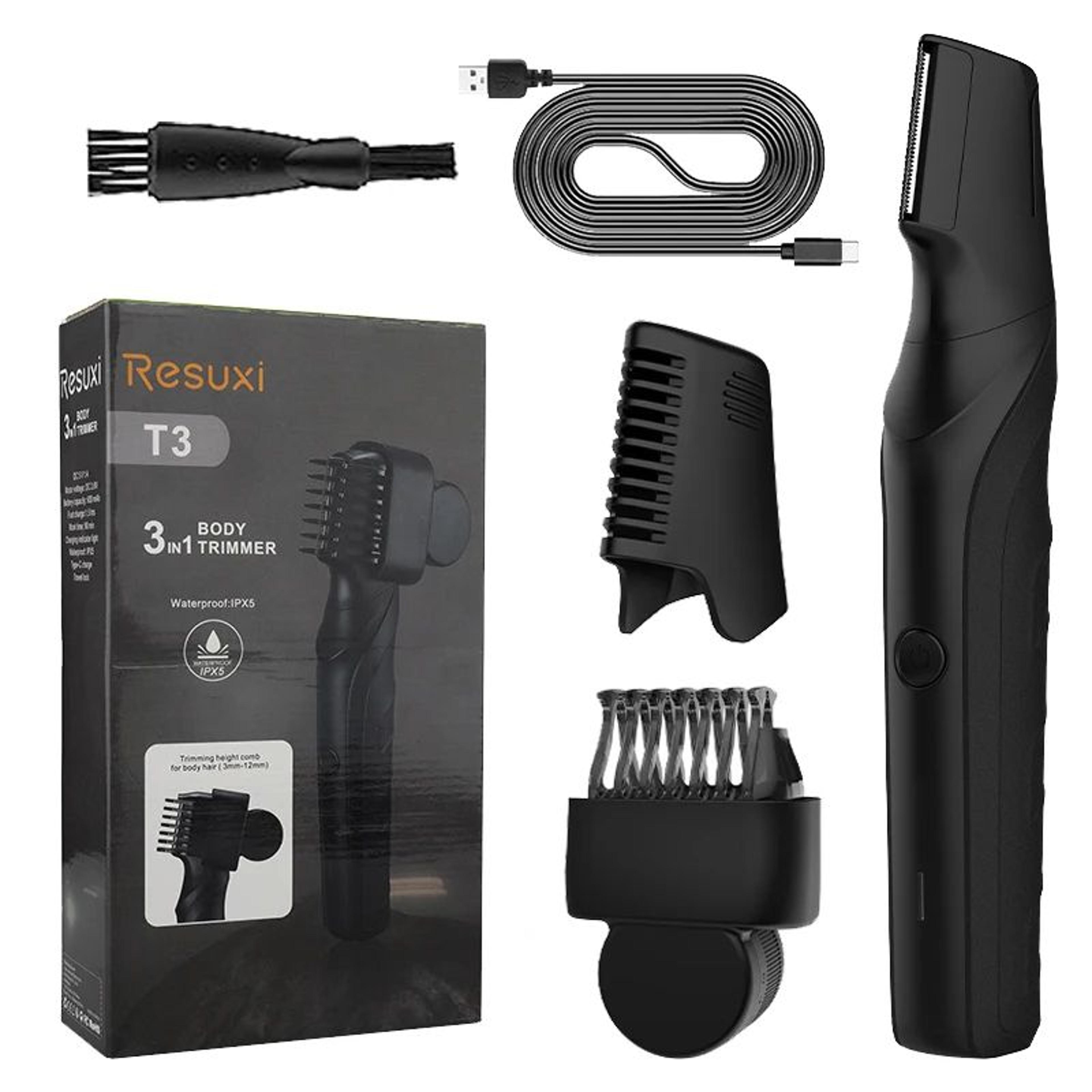RESUXI T3 3in1 Mens Body Groomer  Waterproof Electric Shaver For Full Body  Pubic Hair Portable Tri 13