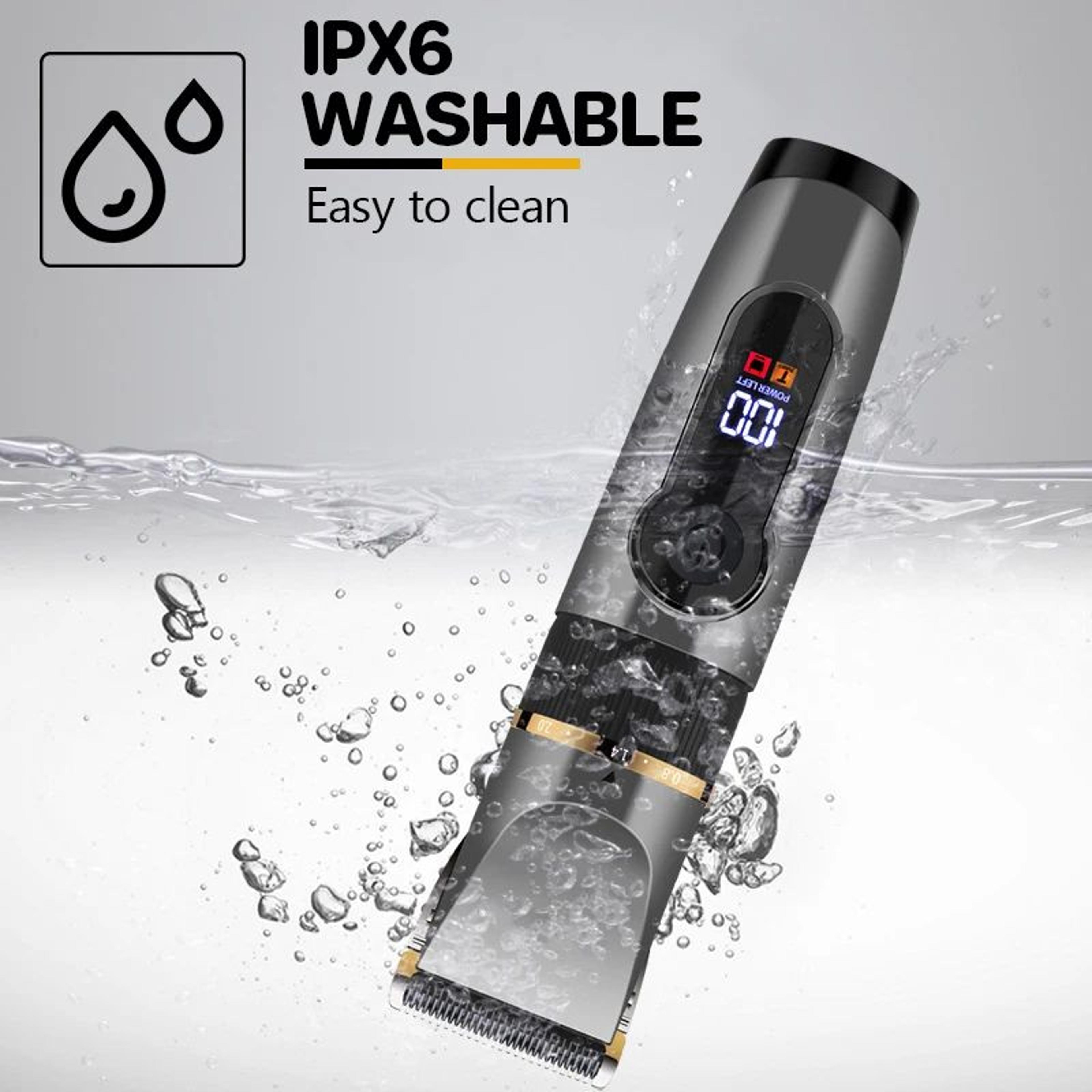 Waterproof Professional Hair Clipper  Rechargeable Electric Trimmer With LED Display Barber Hair Cu 2