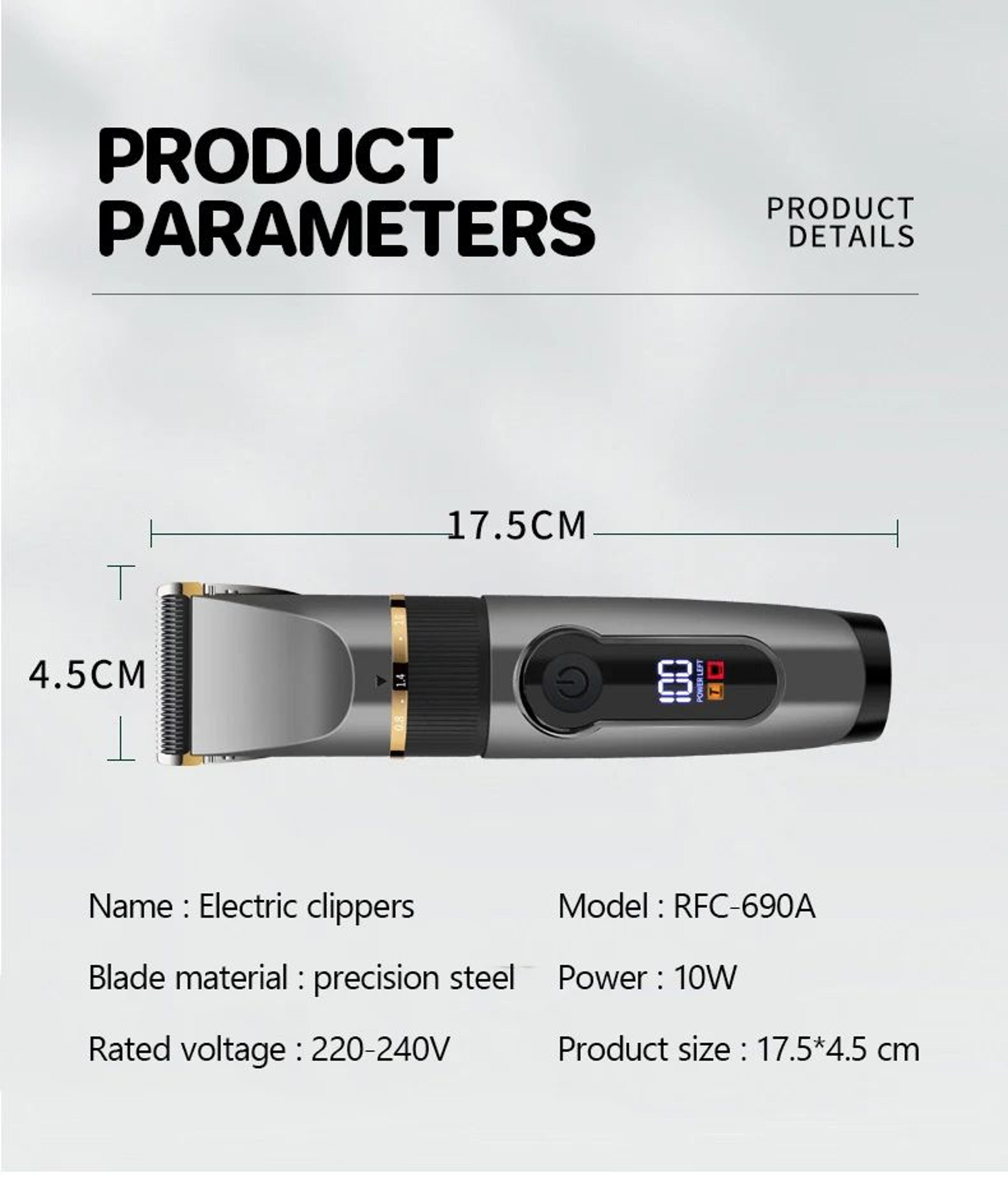 Waterproof Professional Hair Clipper  Rechargeable Electric Trimmer With LED Display Barber Hair Cu 15