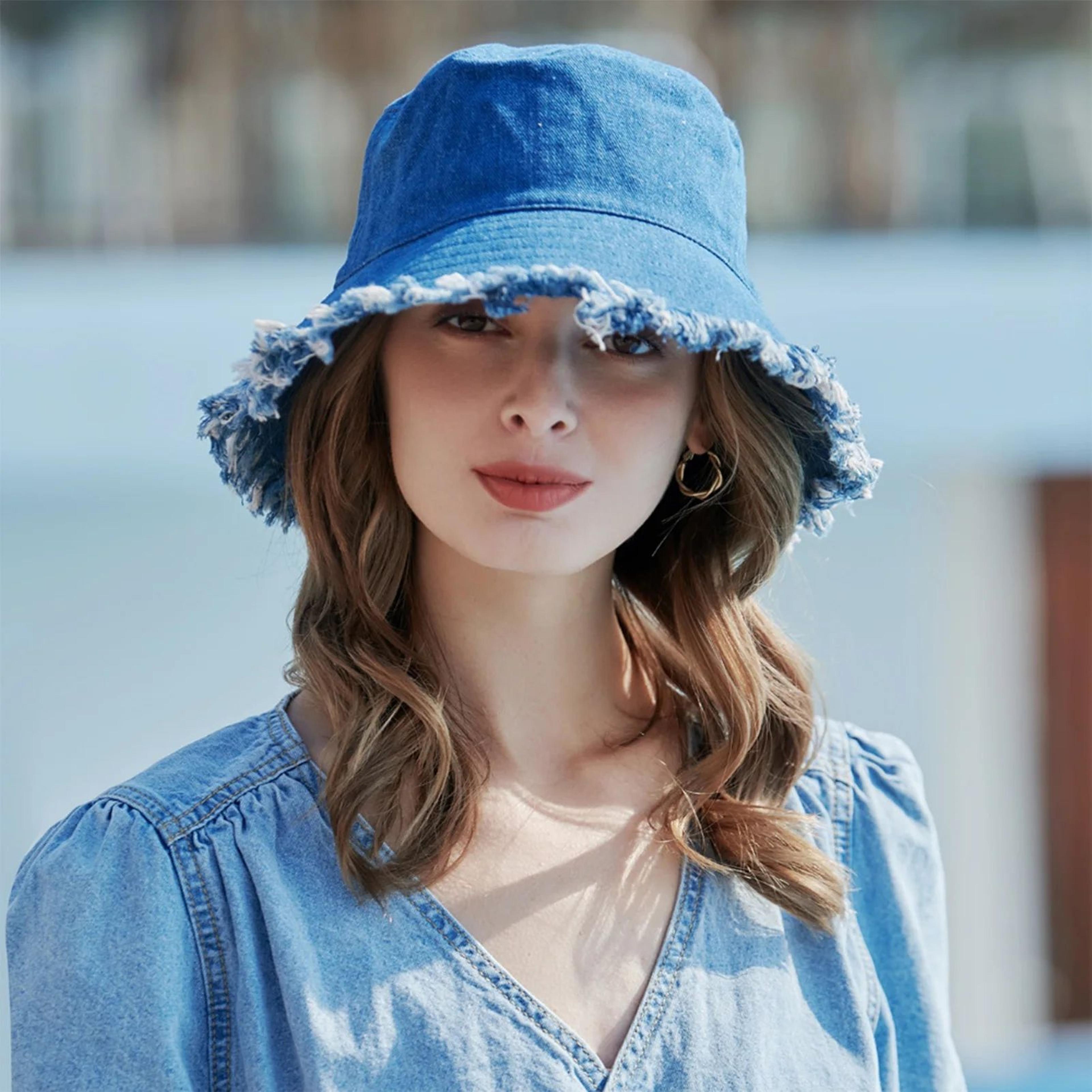 Trendy Women Summer Bucket Hat  Breathable Denim Sun Hat For Beach Travel  Outdoor Fisherman Hat Fo 3