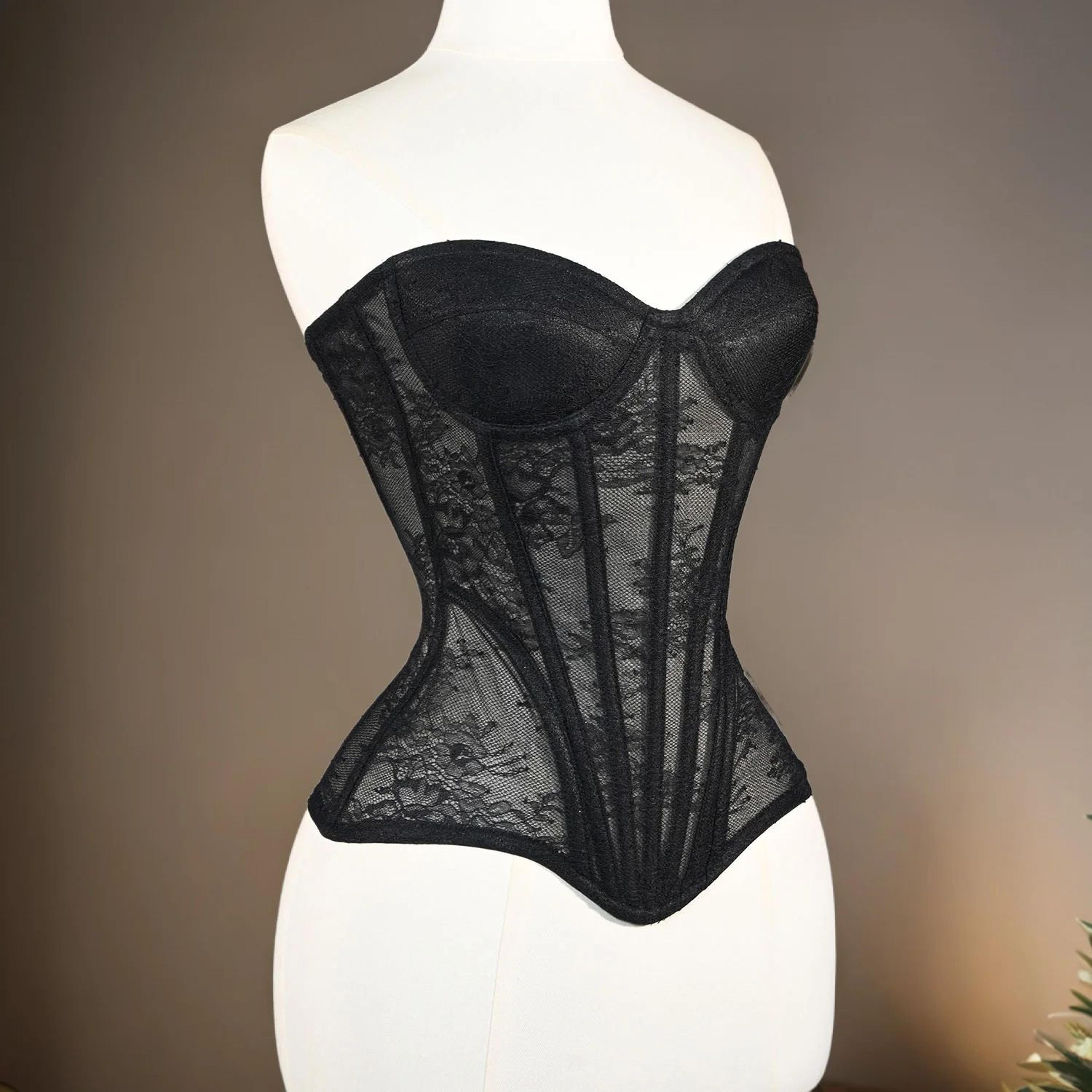 Floral Lace Overbust Corset Bustier  Strapless Steel Boned LaceUp Bodice  PushUp Corset Crop Top Fo 1