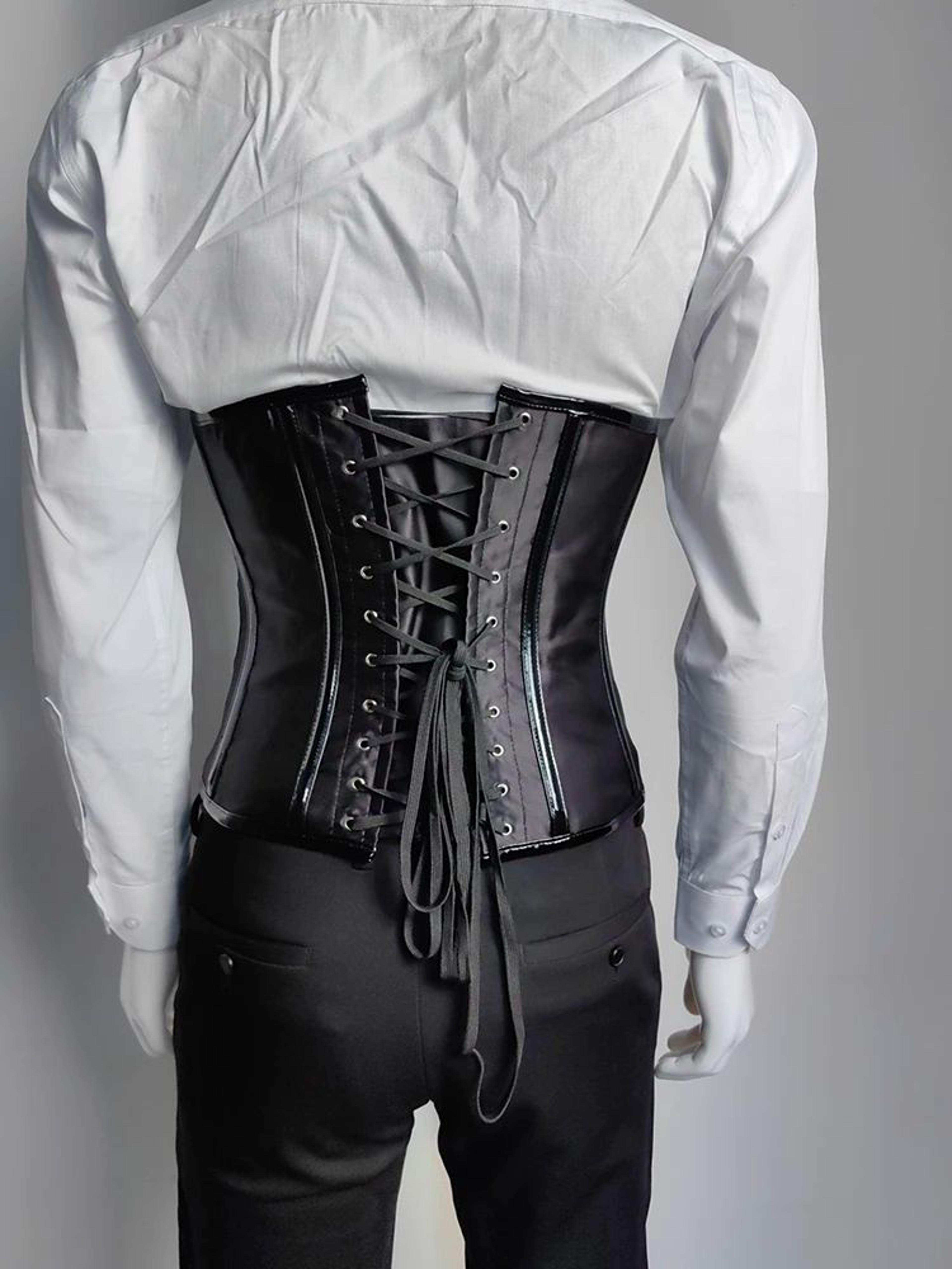 Mens Waist Trainer Corset With Zipper  Steel Boned LaceUp Body Shaper  Tummy Control Compression Wa 10