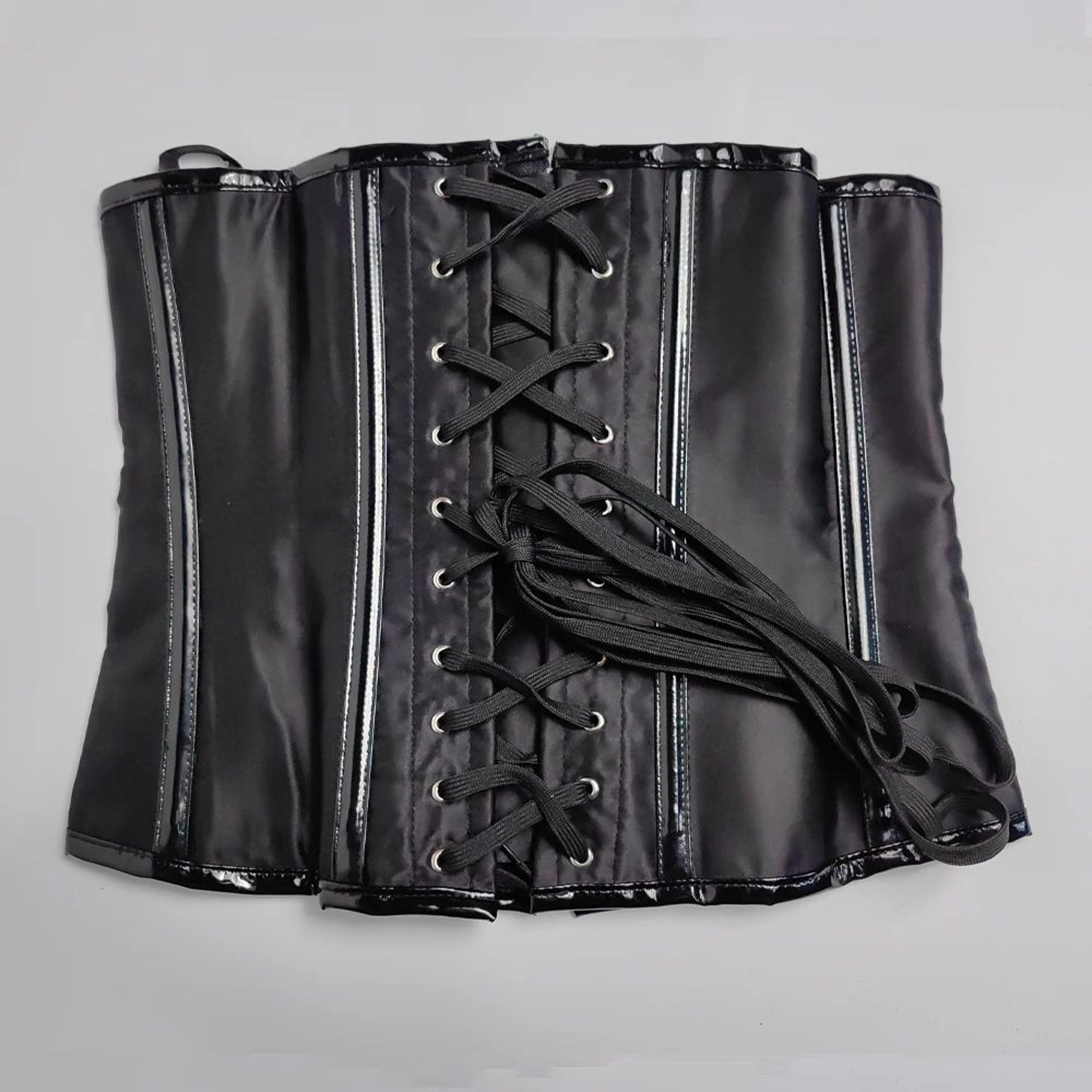 Mens Waist Trainer Corset With Zipper  Steel Boned LaceUp Body Shaper  Tummy Control Compression Wa 16