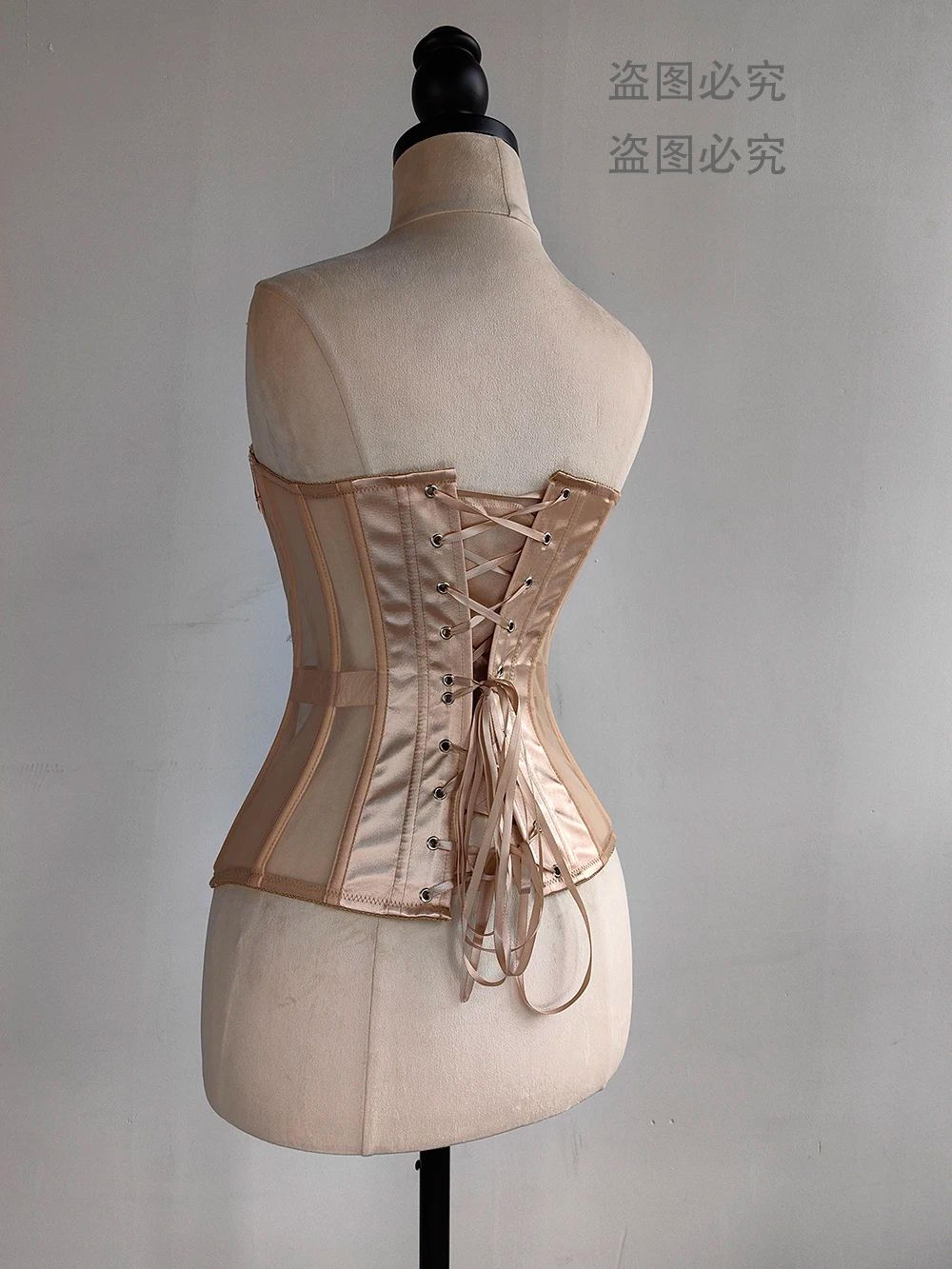 Strapless Corset Bustier For Women  Breathable Mesh Boned Bodice With Bra LaceUp Tummy Control Wais 1
