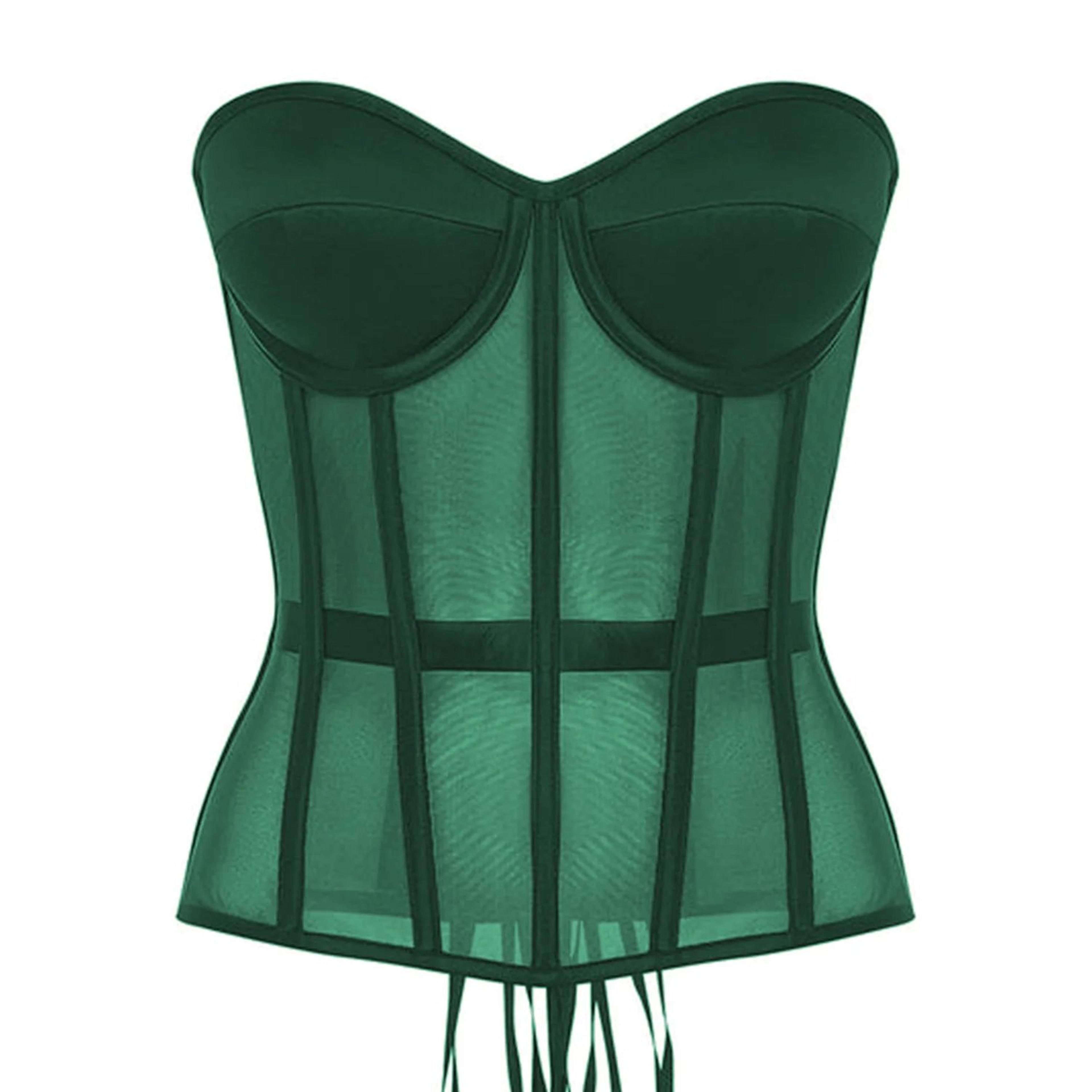 Luxury Strapless Corset Bustier For Women  Transparent Mesh Steel Boned Bodice LaceUp Top With Supp 9