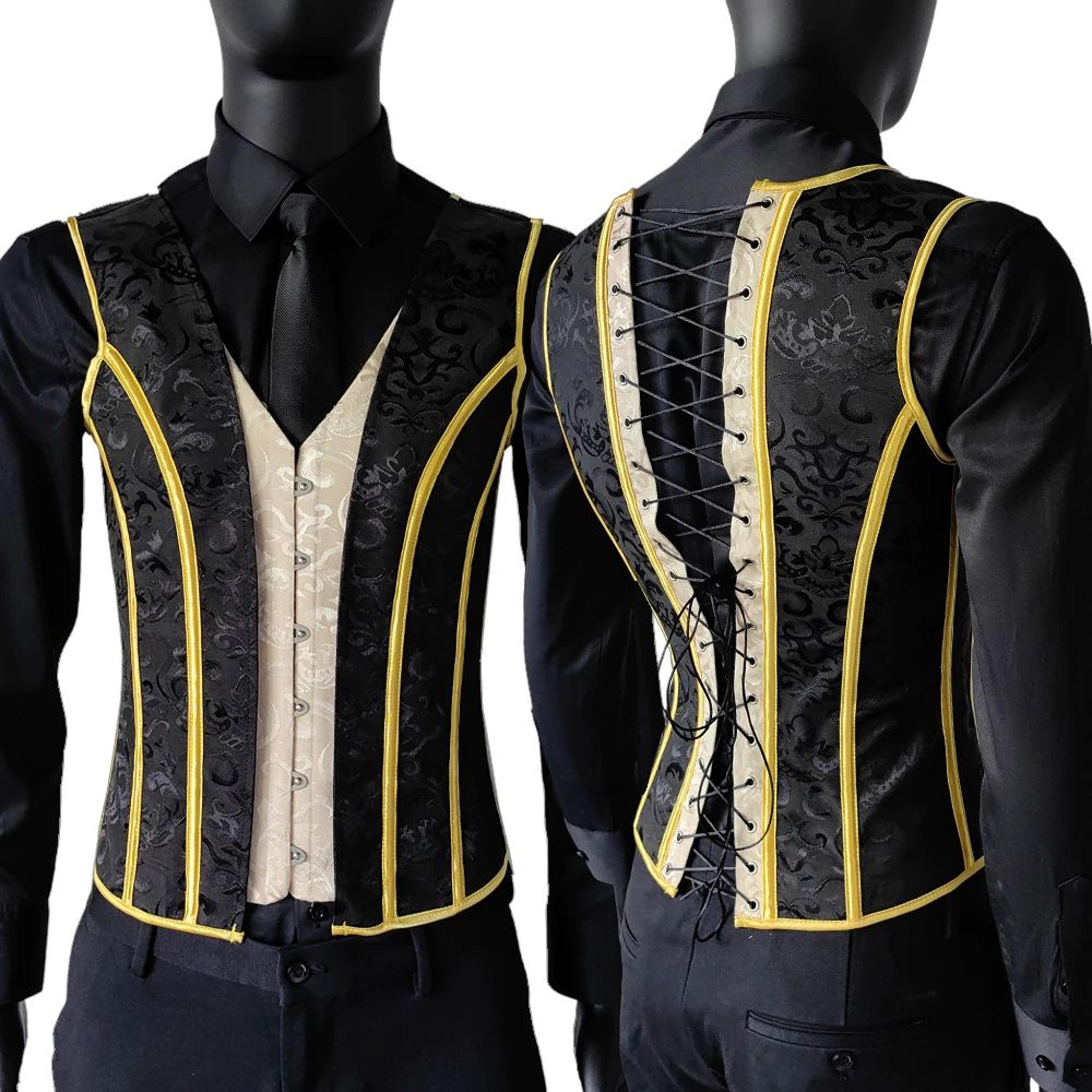 Mens Vintage Corset Waistcoat  LaceUp Boned Abdomen Shaping Vest Tummy Control Waist Girdle For For 23