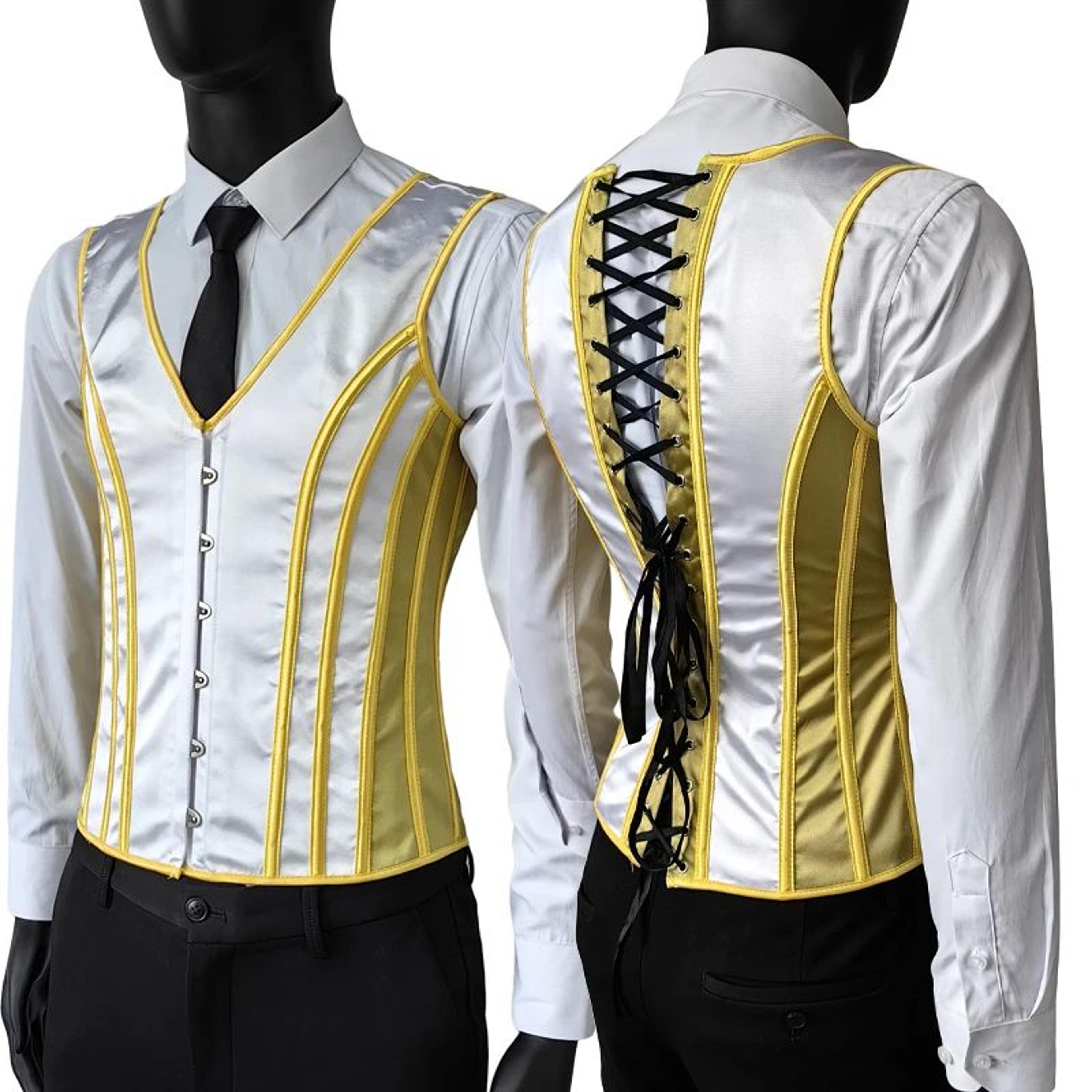 Mens Vintage Corset Waistcoat  LaceUp Boned Abdomen Shaping Vest Tummy Control Waist Girdle For For 11