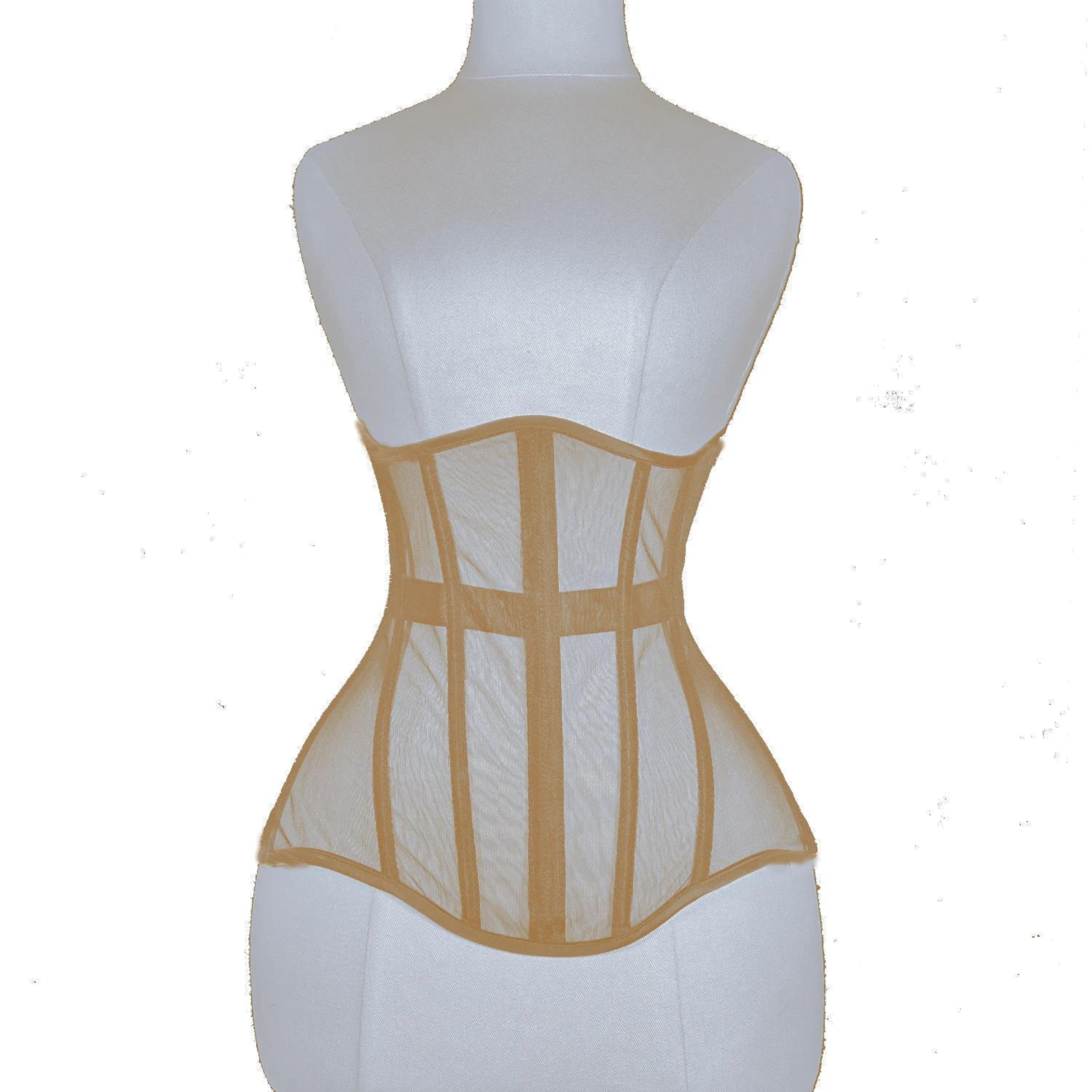 Women Steel Boned Underbust Mesh Corset  LaceUp Waist Trainer Bustier For Shaping  Stage Costume 1