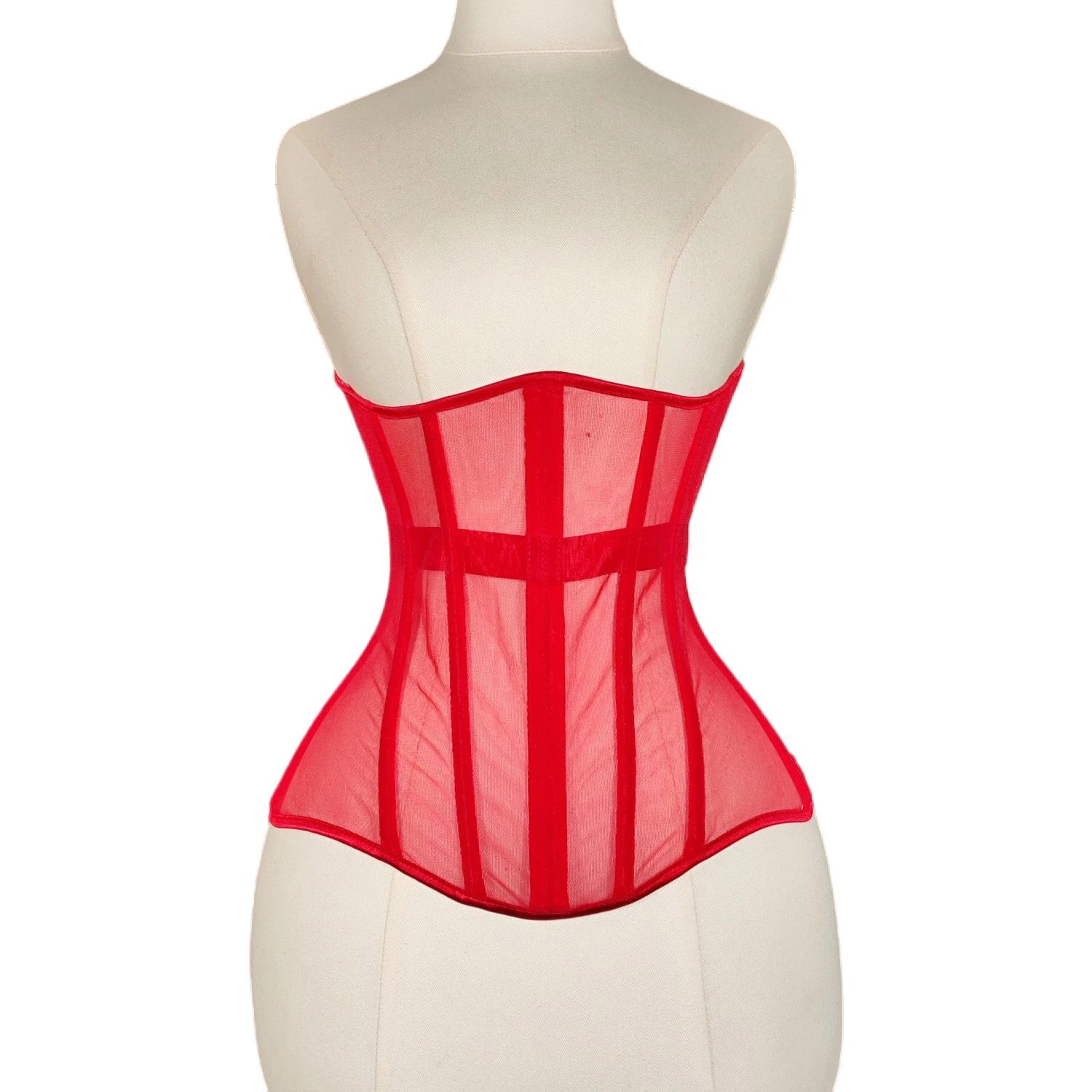 Women Steel Boned Underbust Mesh Corset  LaceUp Waist Trainer Bustier For Shaping  Stage Costume 9