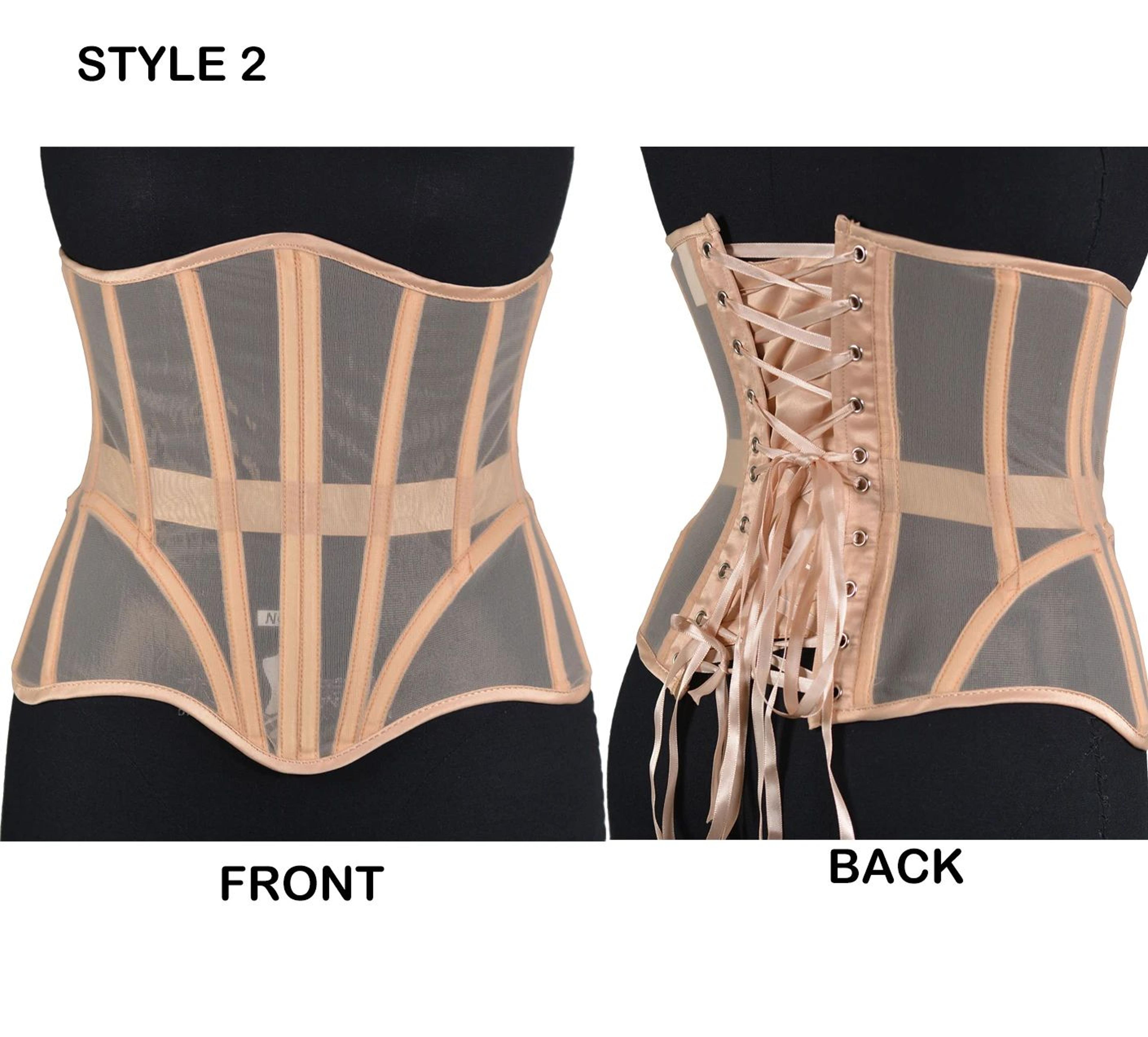 Women Steel Boned Underbust Mesh Corset  LaceUp Waist Trainer Bustier For Shaping  Stage Costume 10