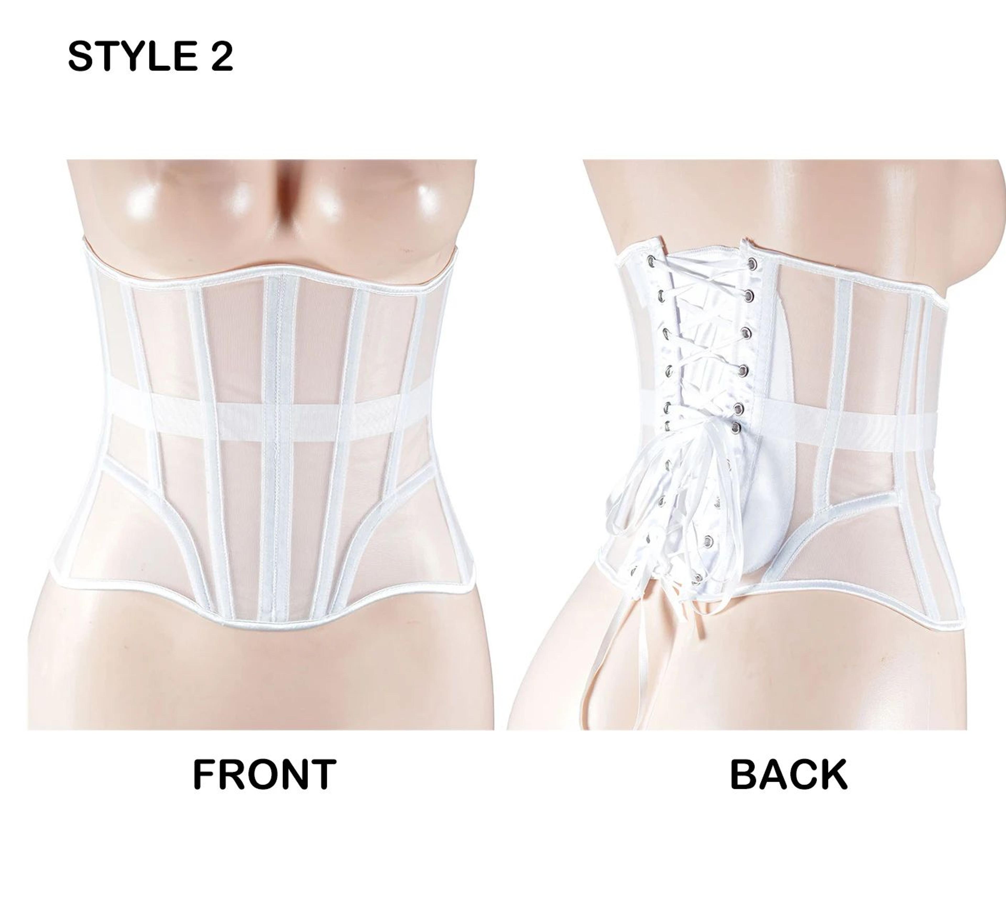 Women Steel Boned Underbust Mesh Corset  LaceUp Waist Trainer Bustier For Shaping  Stage Costume 12