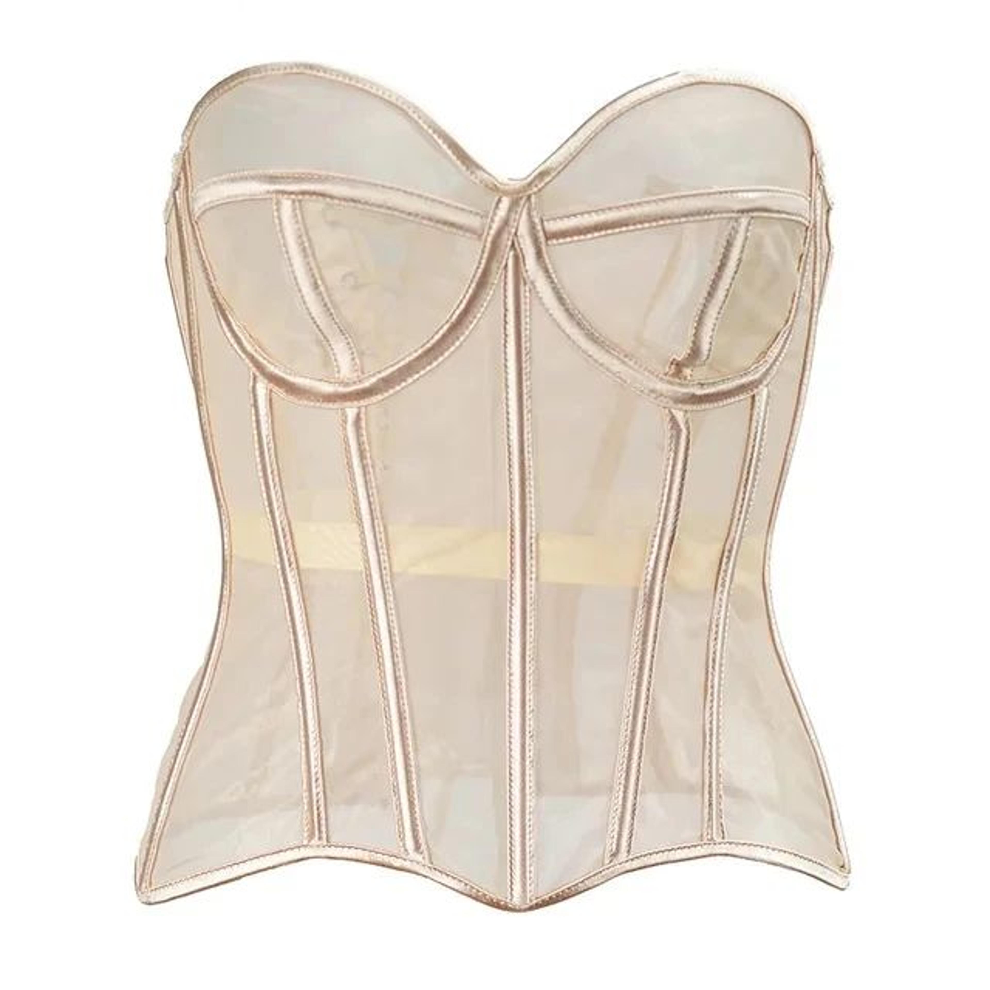 Womens Mesh Boned Corset Bustier  PushUp Shaping Transparent Bodice For Waist Slimming  Dress Outwe