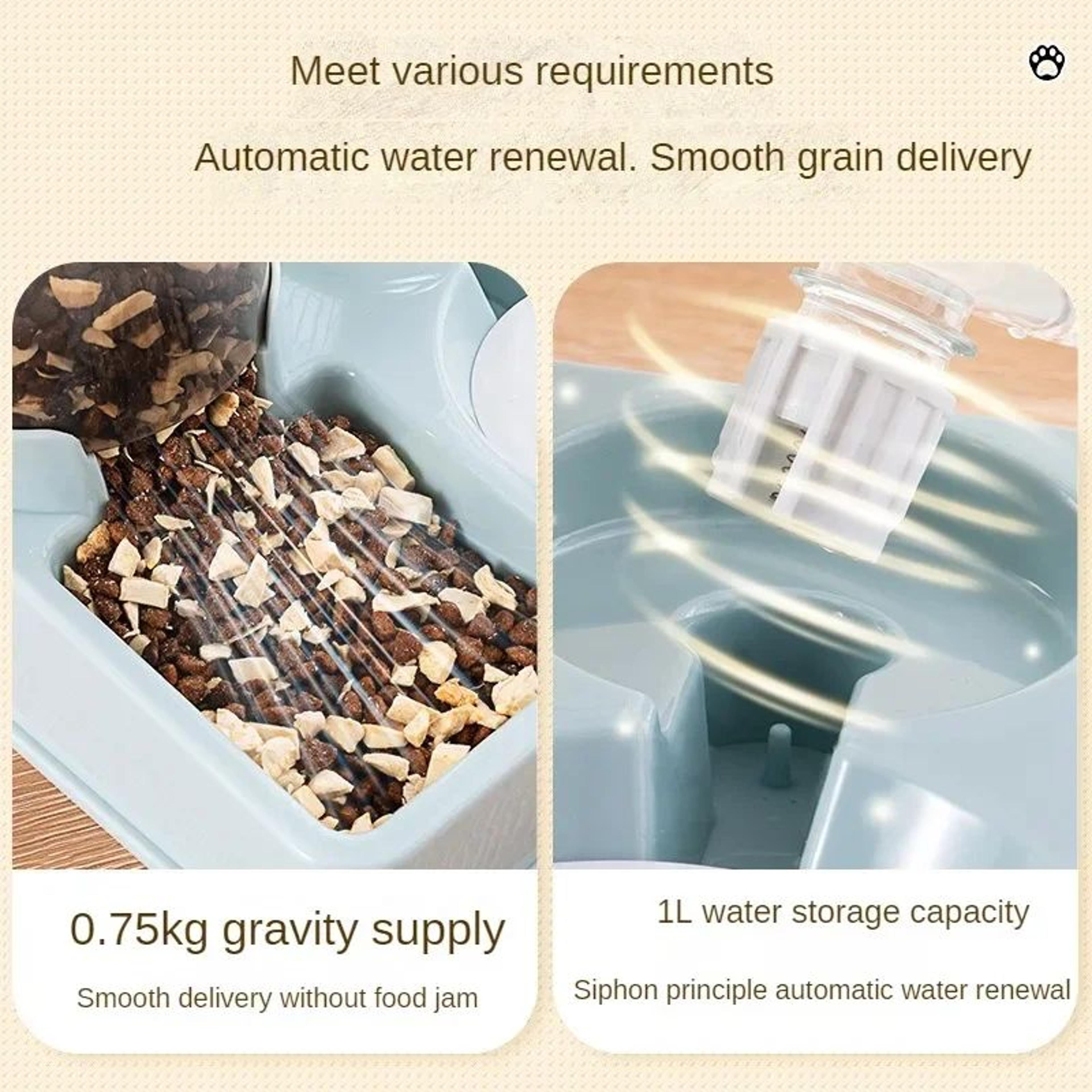 2in1 Automatic Cat Feeder Water Dispenser Set  Tilted Gravity Food Feeder And Waterer For Cats  Sma 3