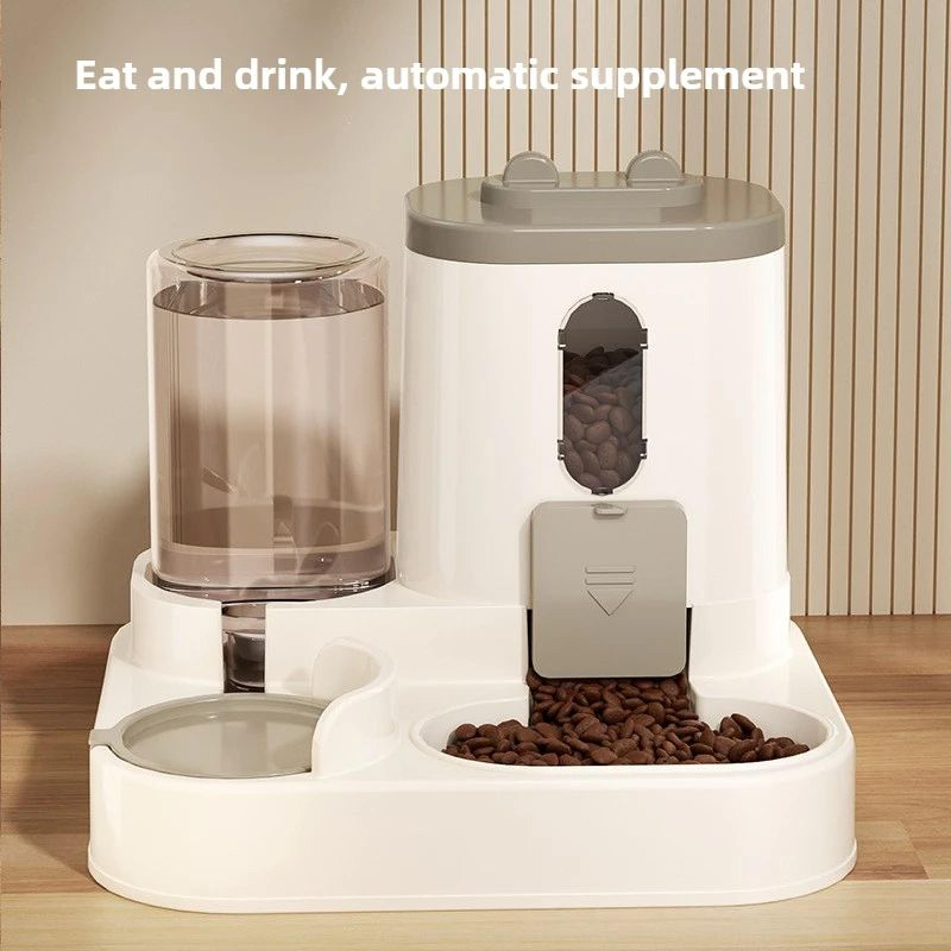Automatic Dog Cat Feeder And Water Dispenser Set  Gravity Food Feeder And Waterer With Pet Food Bow 3