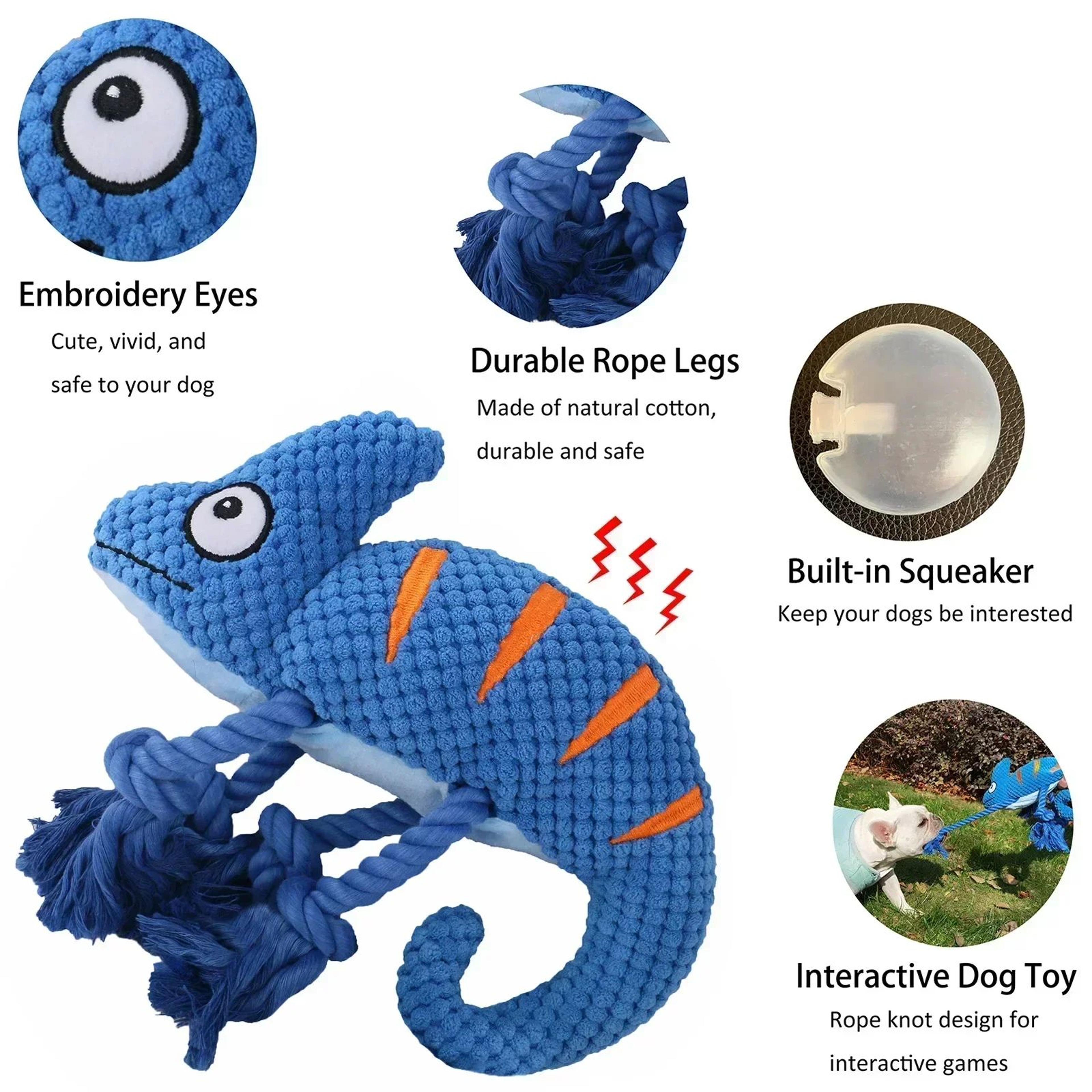Chameleon Plush Squeaky Dog Toy  BiteResistant Chew  Squeaker Toy For Small To Large Dogs 0