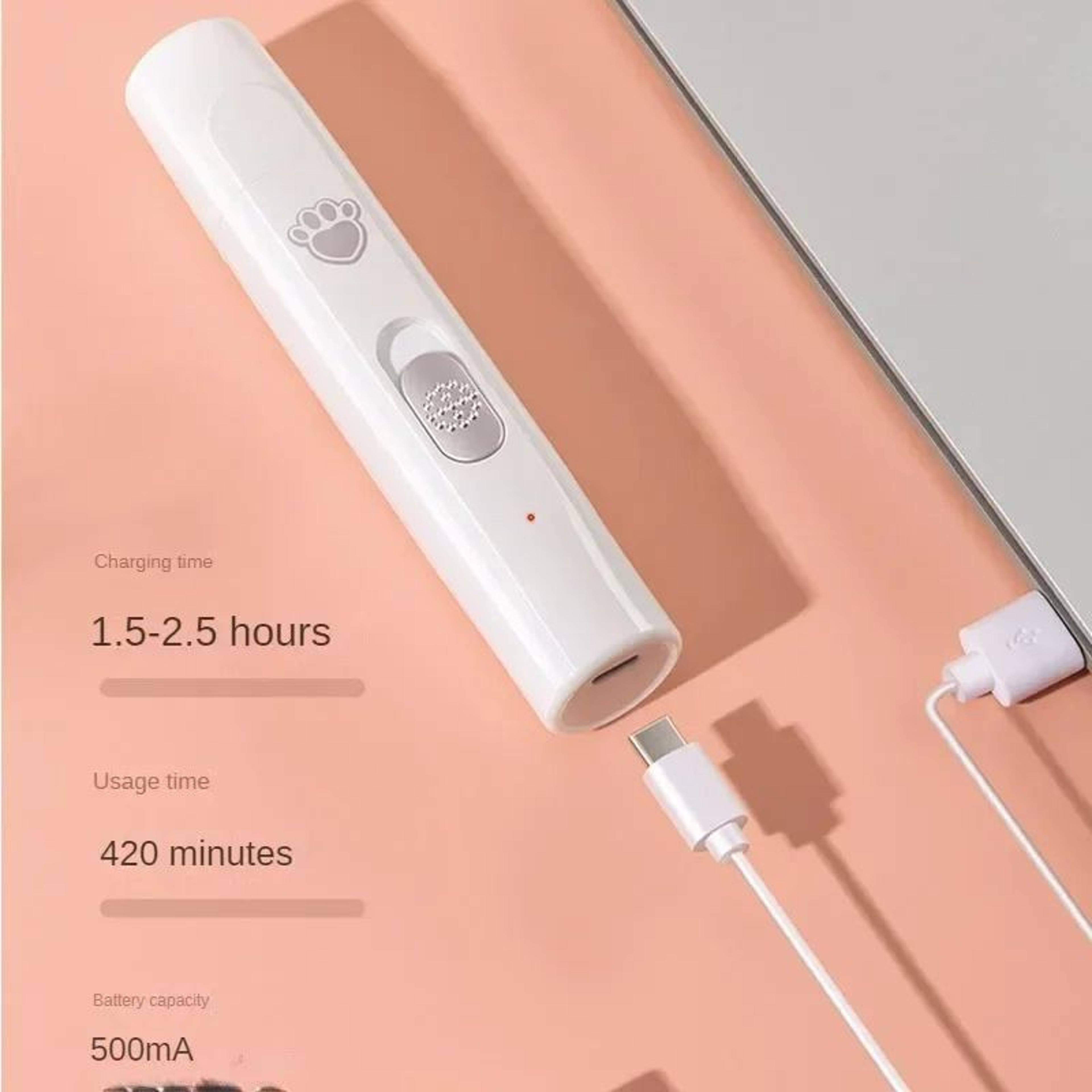 USB Rechargeable Electric Pet Nail Grinder With LED Light  2Speed Dog  Cat Nail Trimmer With Polish 3