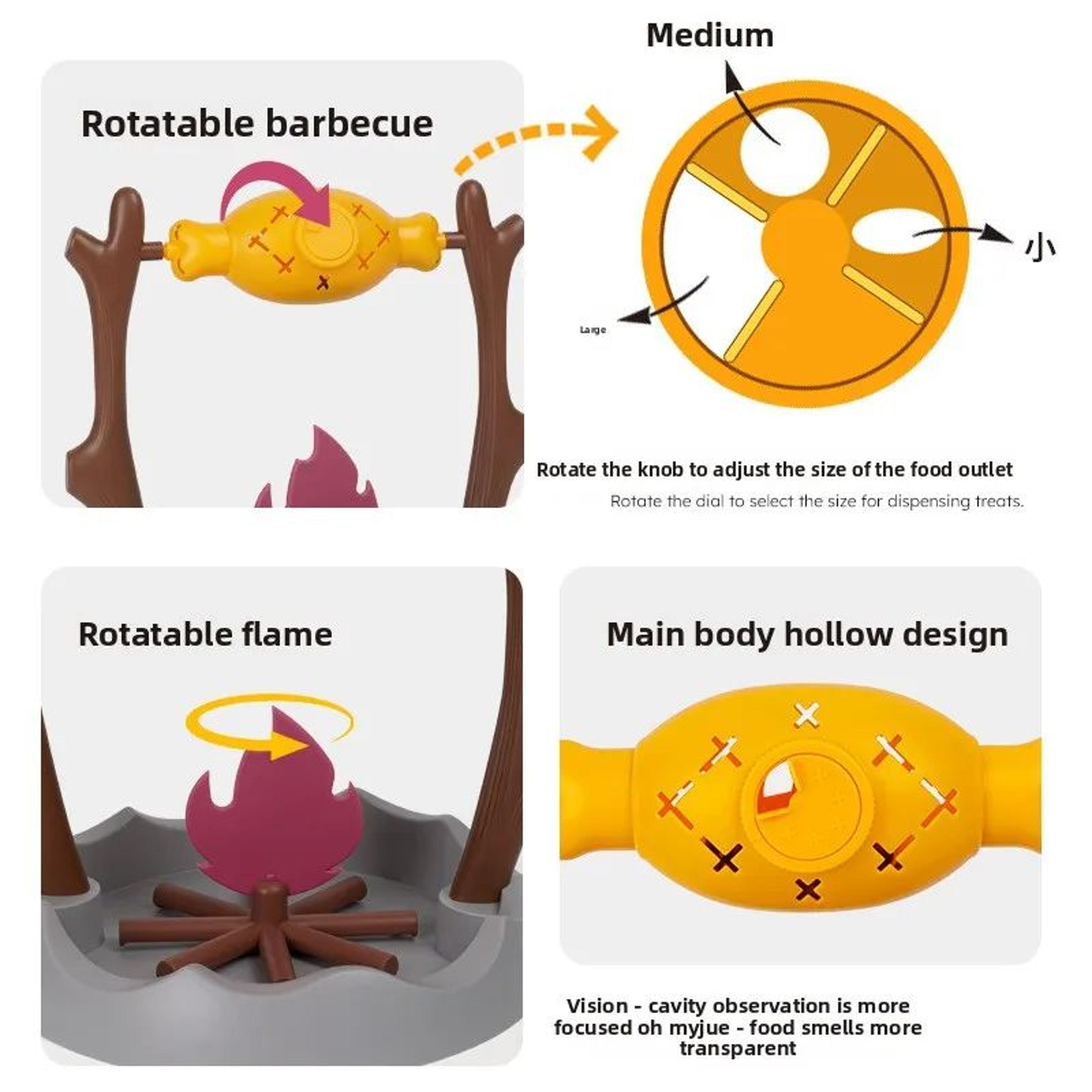 360 Rotating Treat Hiding Feeder Toy  Slow Feeder Puzzle For Cats  Dogs Roasted Chicken Leg Design 1