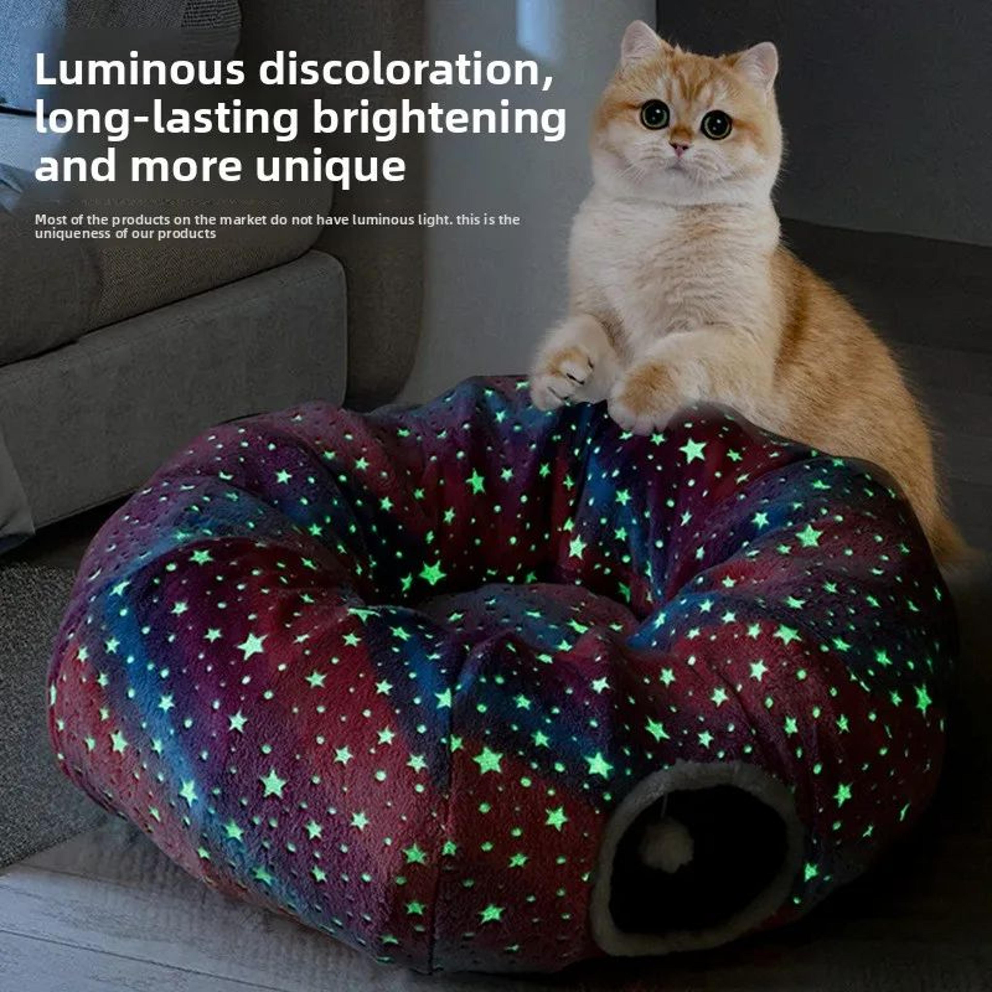 Foldable Cat Tunnel Bed With Peekaboo Cave  Washable Winter Playhouse With 4 Entry Points For Kitte 5