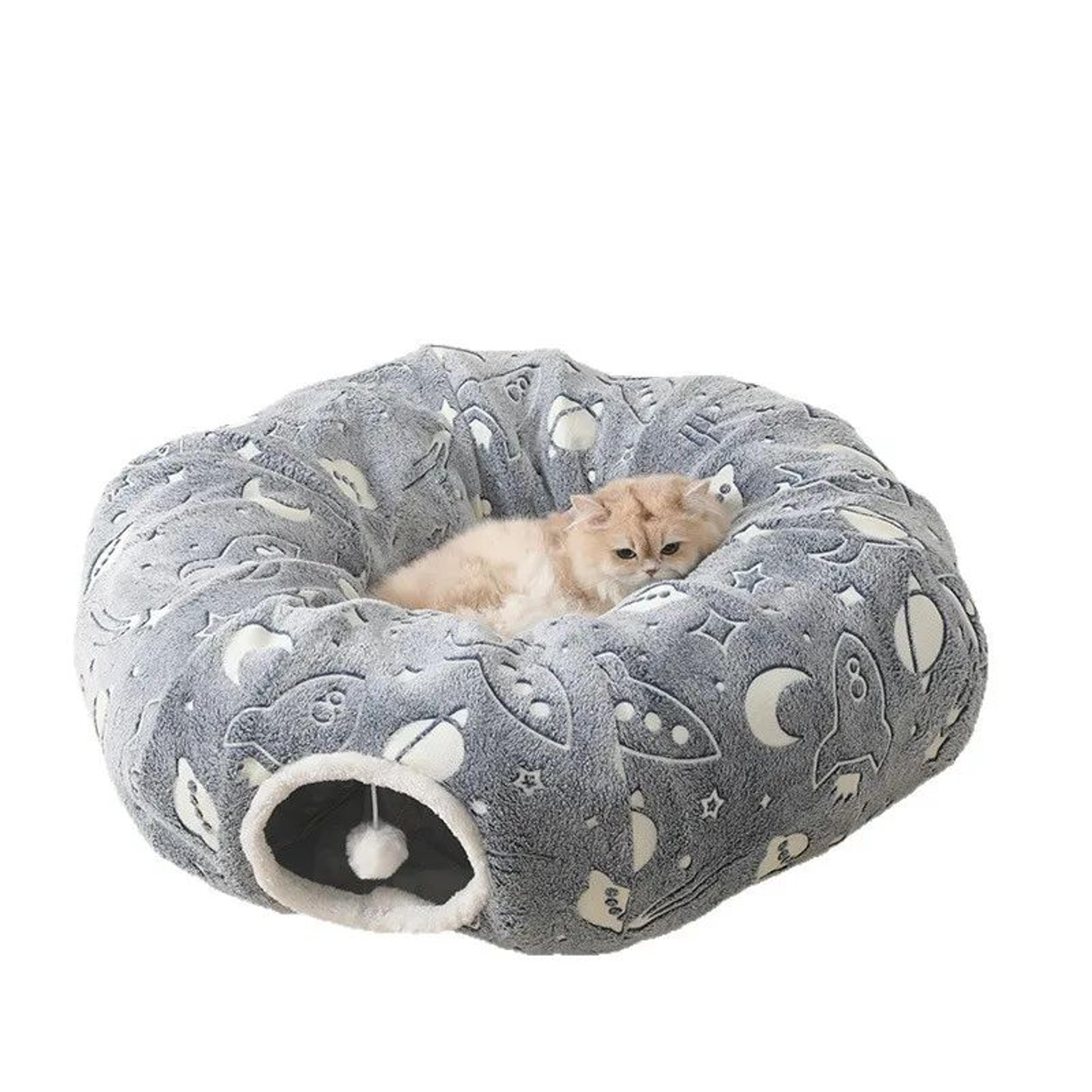 Foldable Cat Tunnel Bed With Peekaboo Cave  Washable Winter Playhouse With 4 Entry Points For Kitte 7