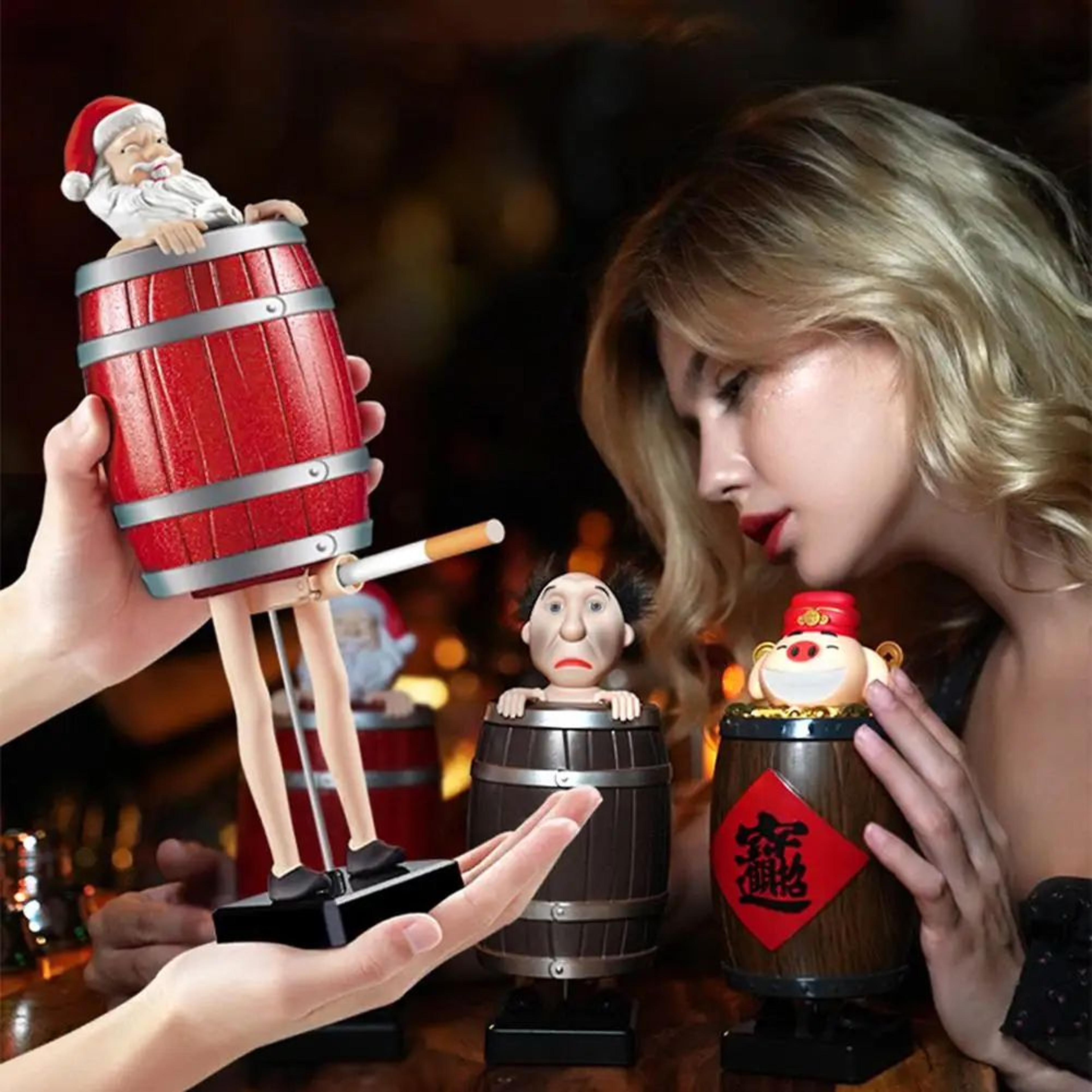 Funny Santa Barrel Cigarette Holder Box  Wooden Prank Cigarette Dispenser For Christmas Gag Gifts   1